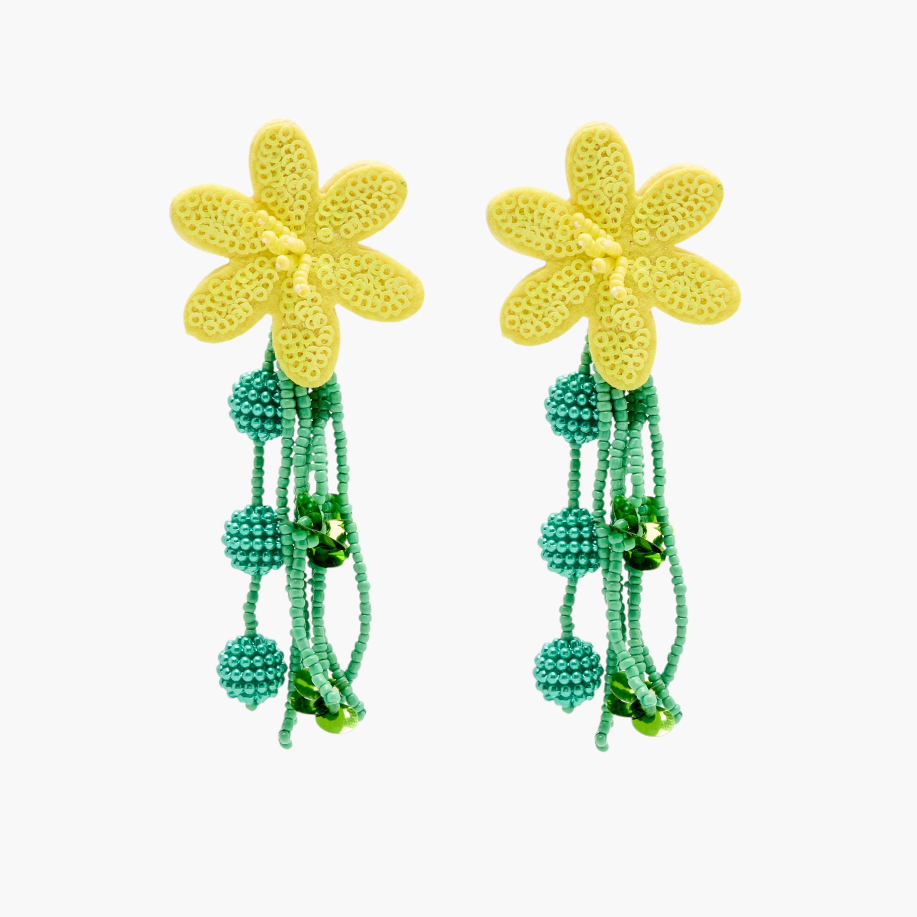 Beaded Floral Dangler Earrings with Pushback Closure-women-watchesandjewellery-jewellery-earrings-image-1