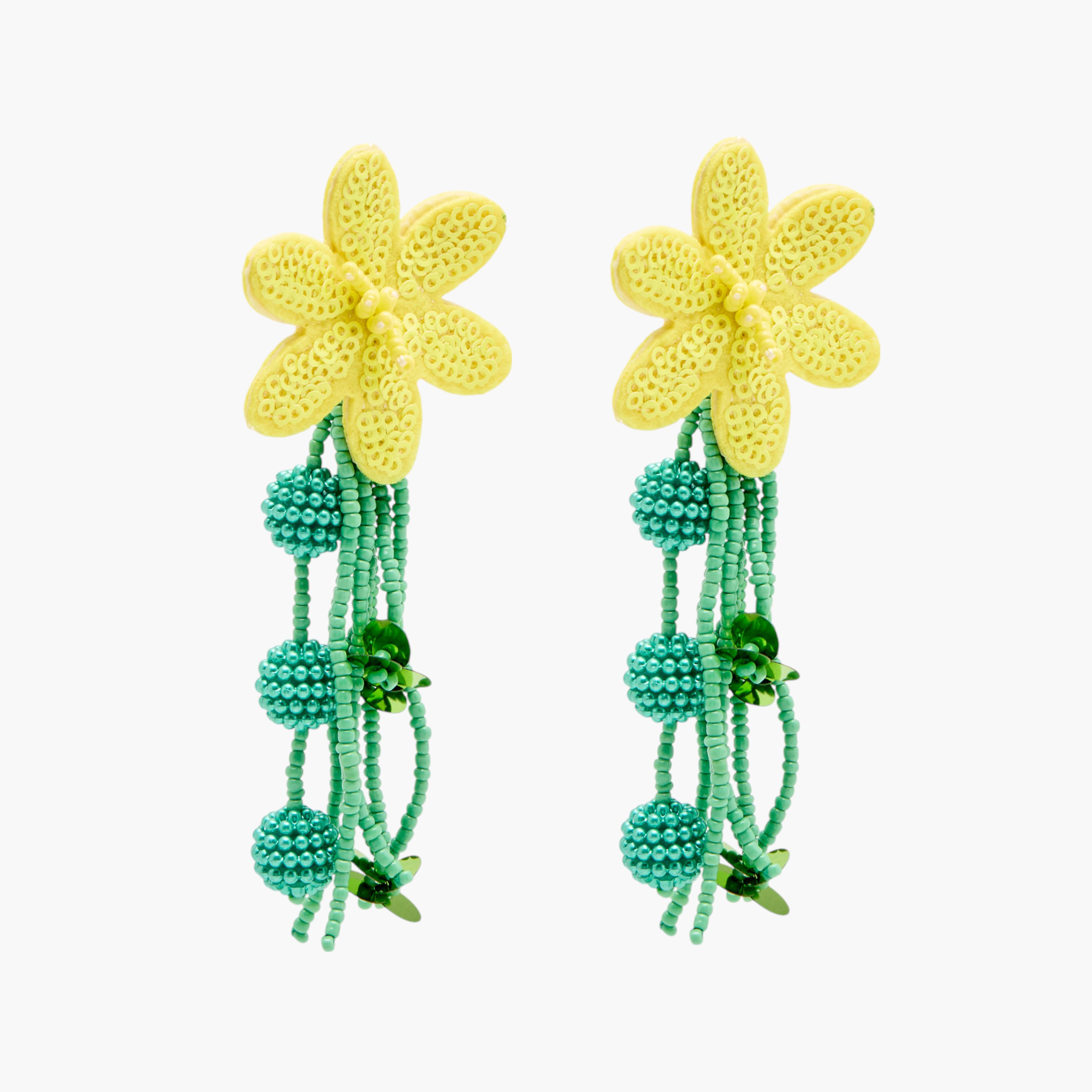 Beaded Floral Dangler Earrings with Pushback Closure-women-watchesandjewellery-jewellery-earrings-image-3