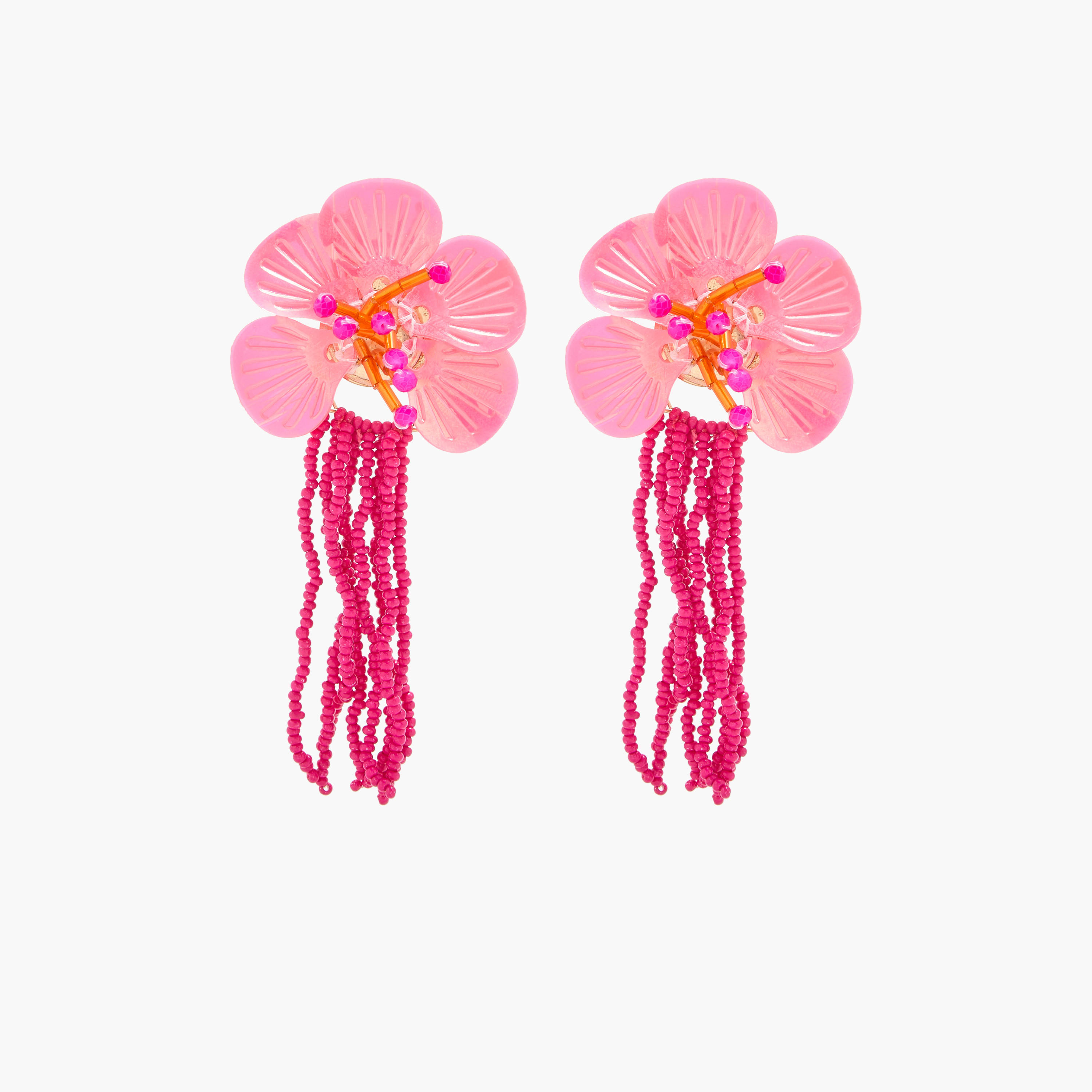 حلق زهرة بشرابة مع مكبس إغلاق خلفي-women-watchesandjewellery-jewellery-earrings-image-1