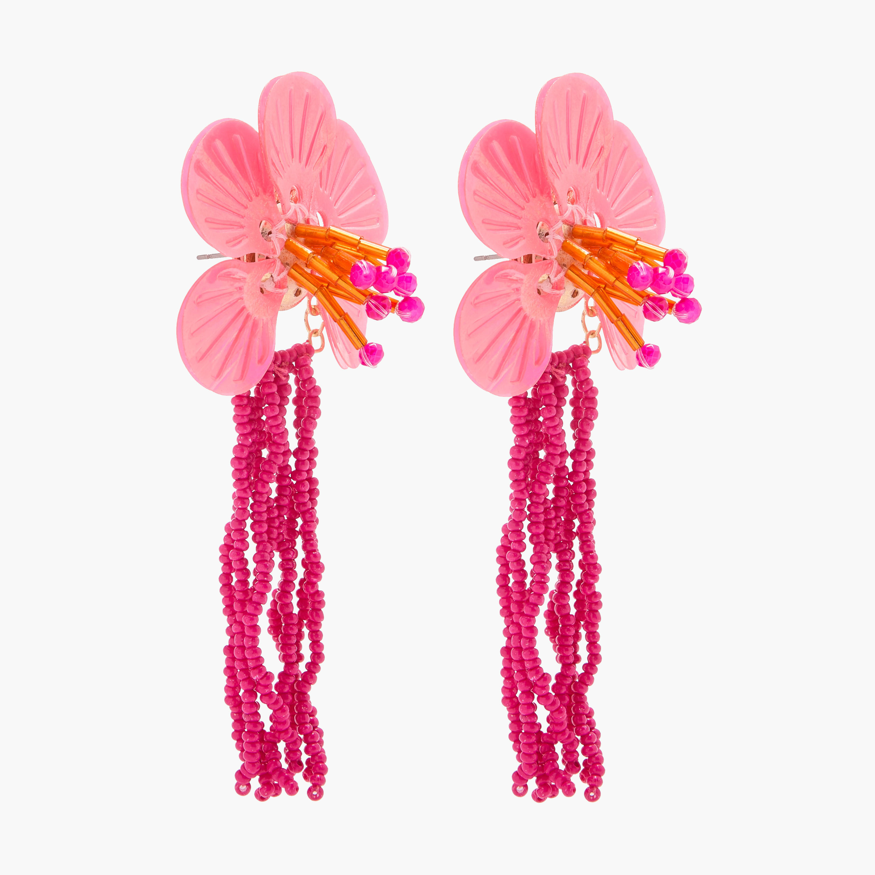 حلق زهرة بشرابة مع مكبس إغلاق خلفي-women-watchesandjewellery-jewellery-earrings-image-3