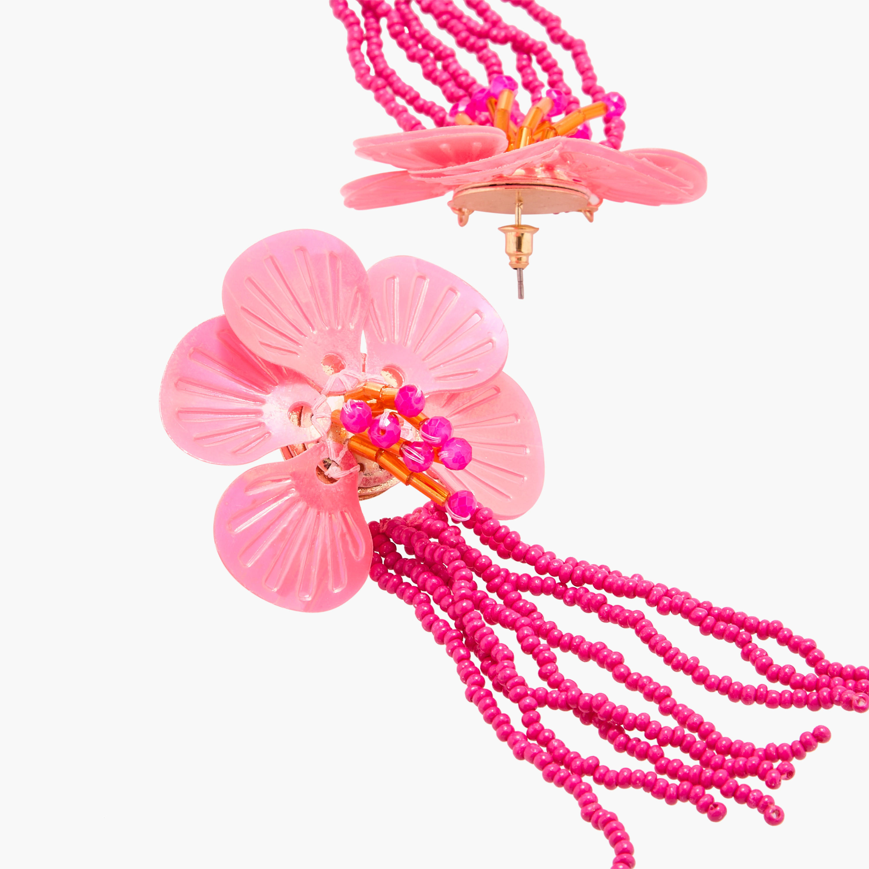 حلق زهرة بشرابة مع مكبس إغلاق خلفي-women-watchesandjewellery-jewellery-earrings-image-4