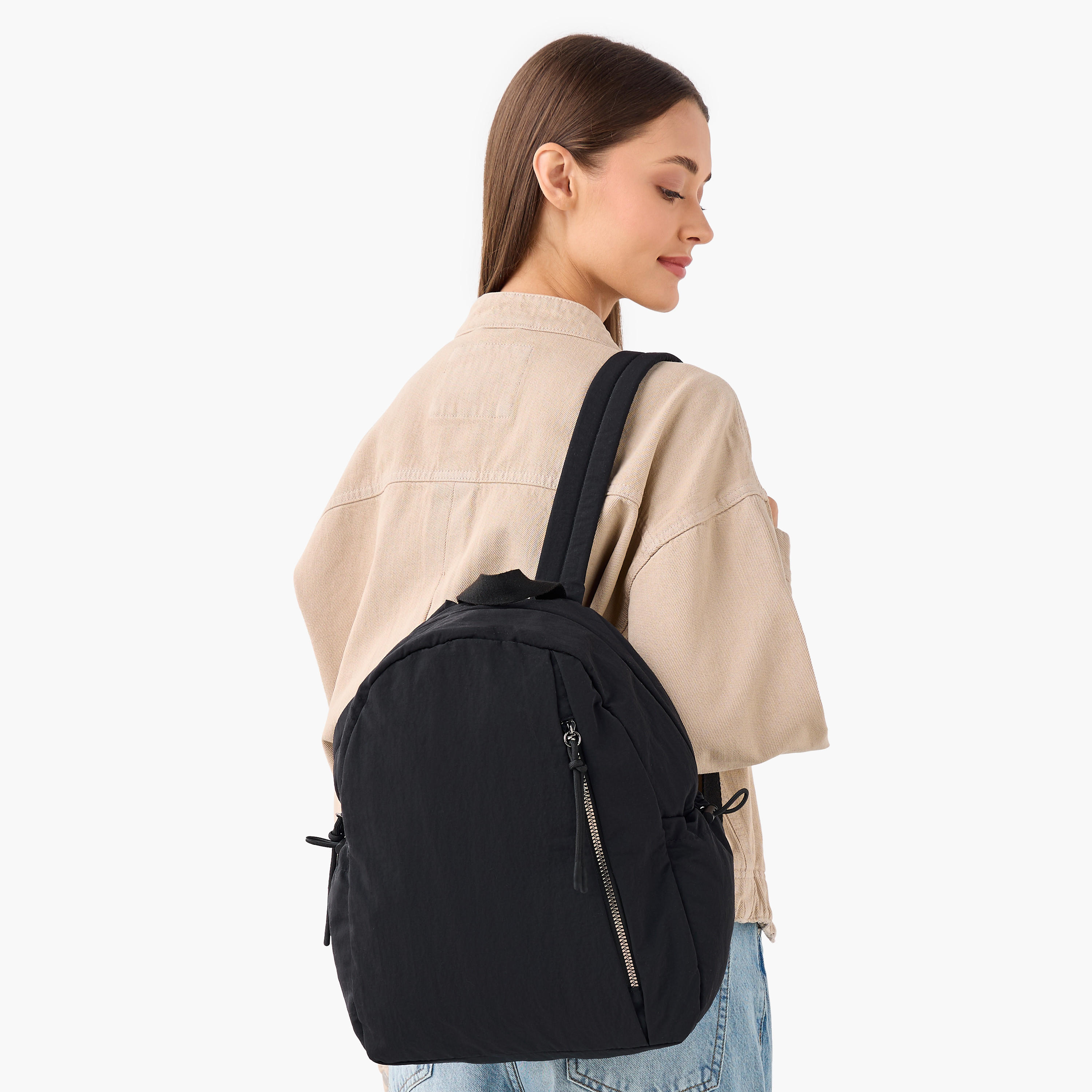 شنطة ظهر كانفاس وحمّالات قابلة للتعديل وسحاب إغلاق - 27.5x13x35 سم-women-bagsandwallets-backpacks-image-7