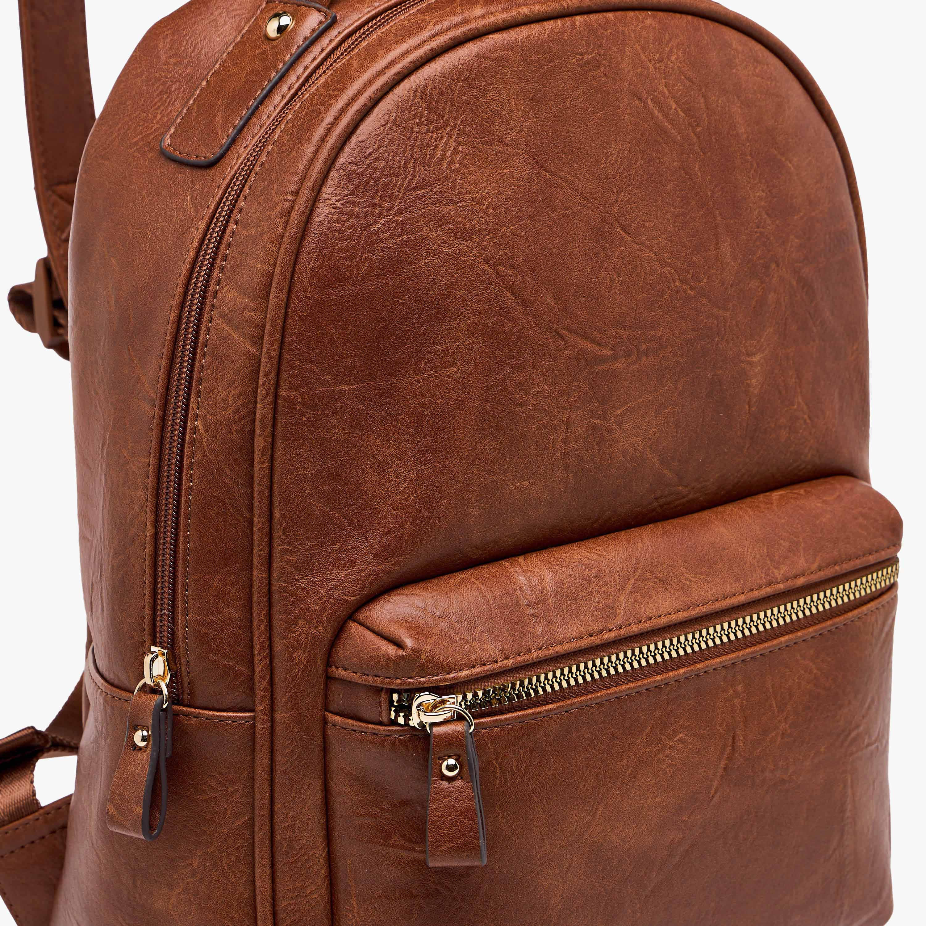 شنطة ظهر بارزة الملمس بأحزمة ظهر قابلة للتعديل وإغلاق سحاب-women-bagsandwallets-backpacks-image-3