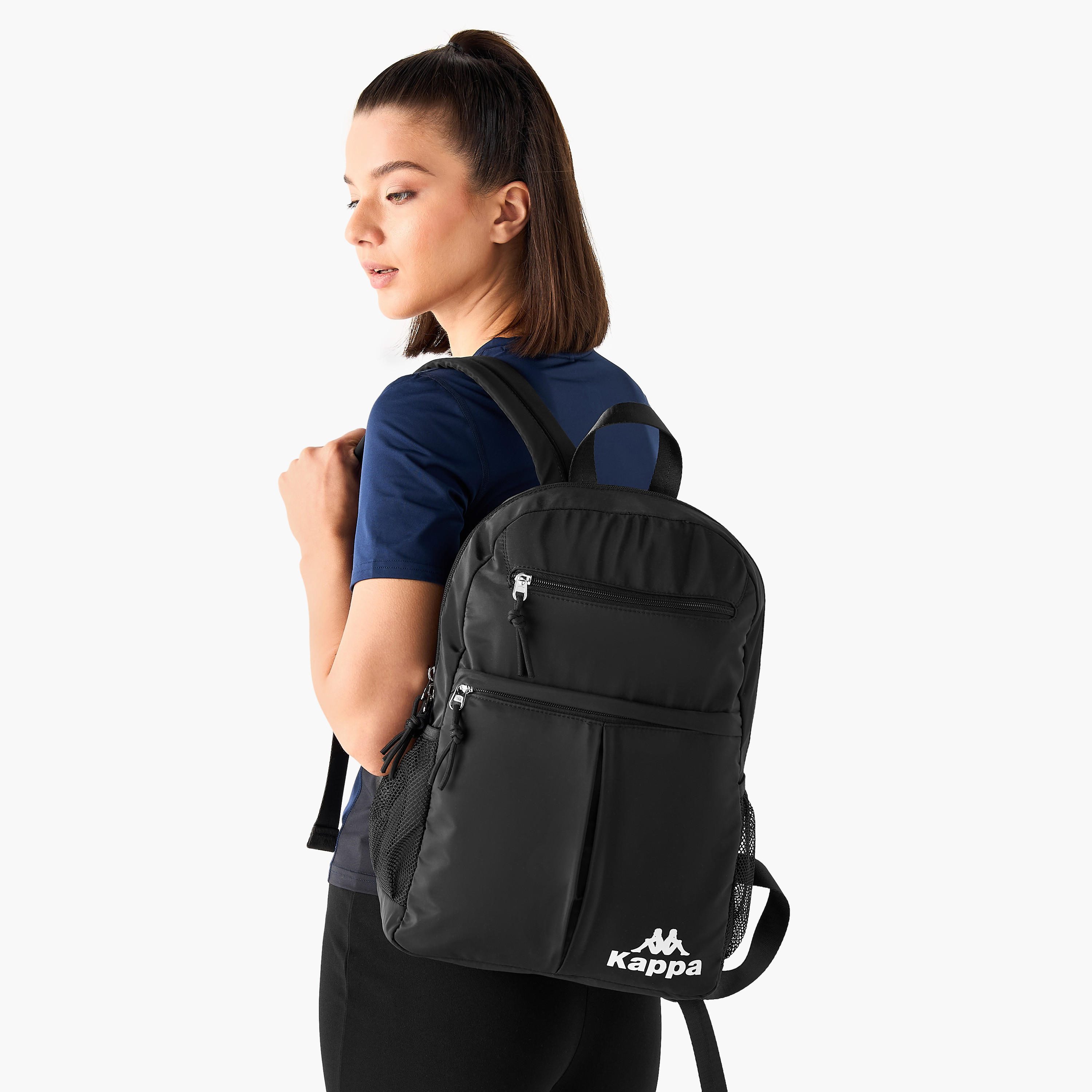 Kappa Logo Print Backpack with Adjustable Shoulder Straps - 27x14x42 cm-women-bagsandwallets-backpacks-image-7