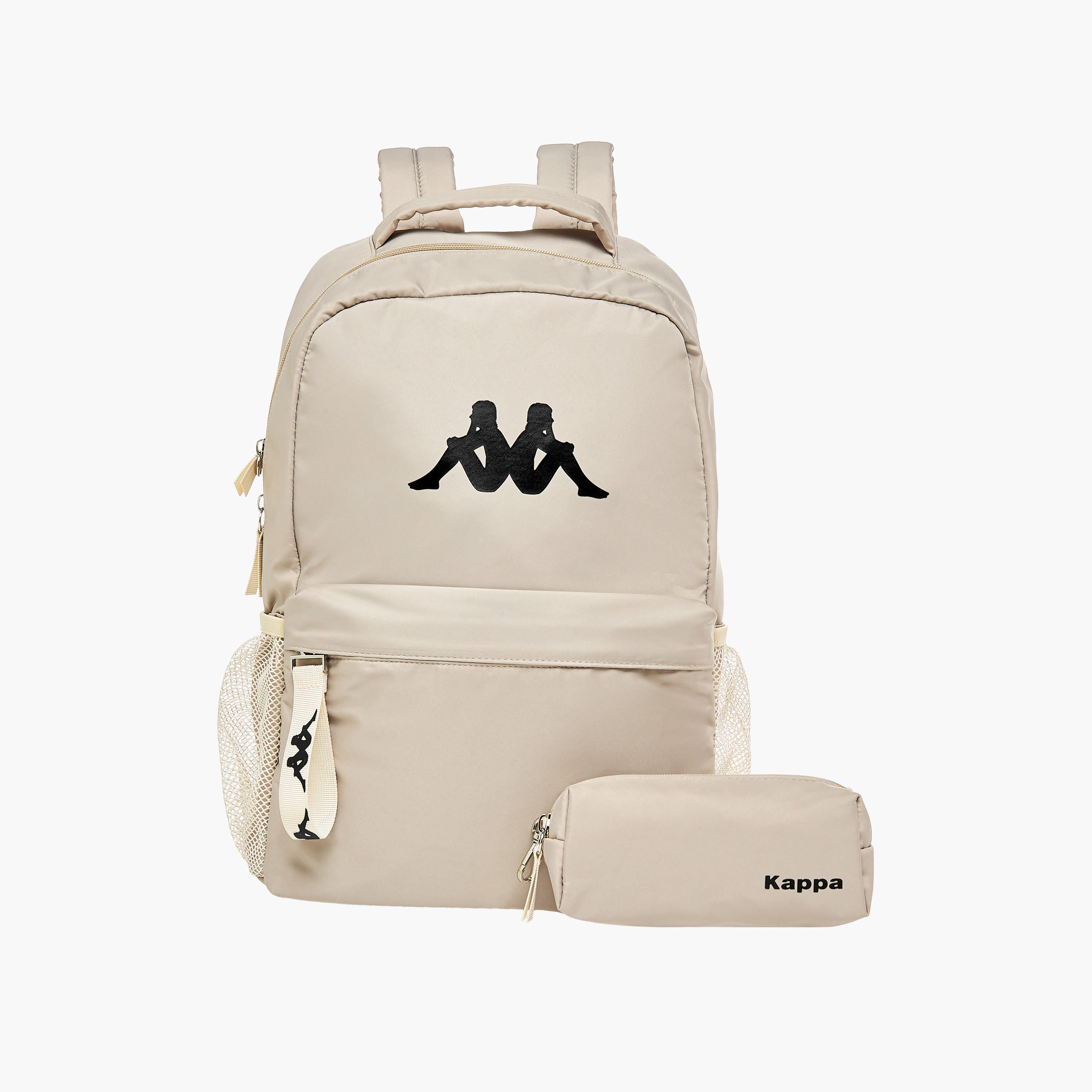 Kappa Logo Print Backpack with Adjustable Shoulder Straps and Pouch - 28x14x36 cm-women-bagsandwallets-backpacks-image-1