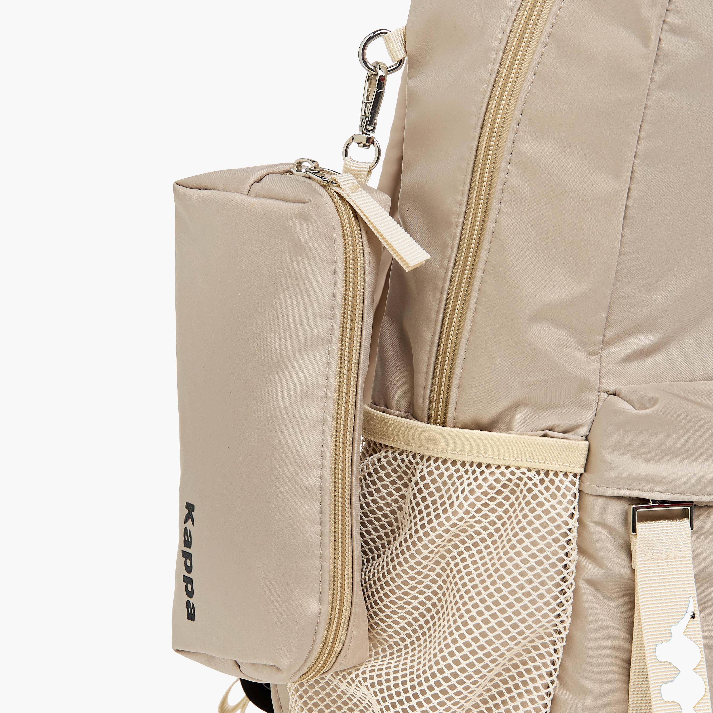 Kappa Logo Print Backpack with Adjustable Shoulder Straps and Pouch - 28x14x36 cm-women-bagsandwallets-backpacks-image-10