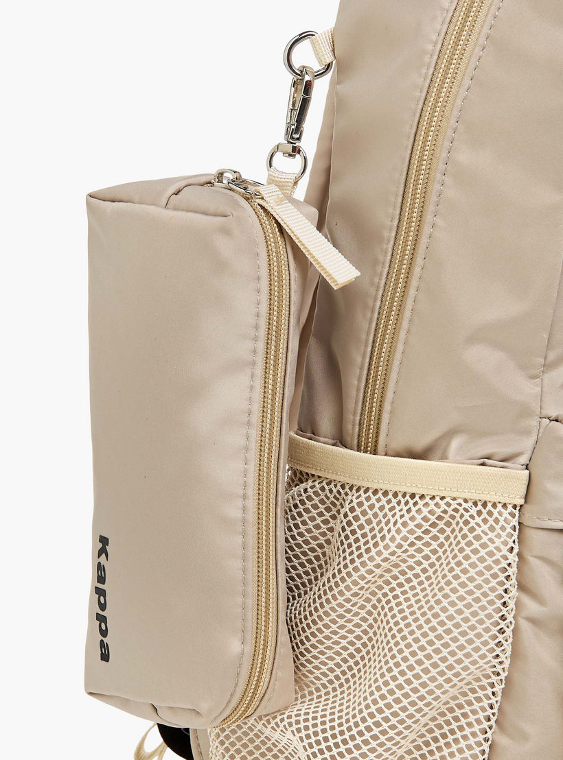 Kappa Logo Print Backpack with Adjustable Shoulder Straps and Pouch - 28x14x36 cm-women-bagsandwallets-backpacks-image-10