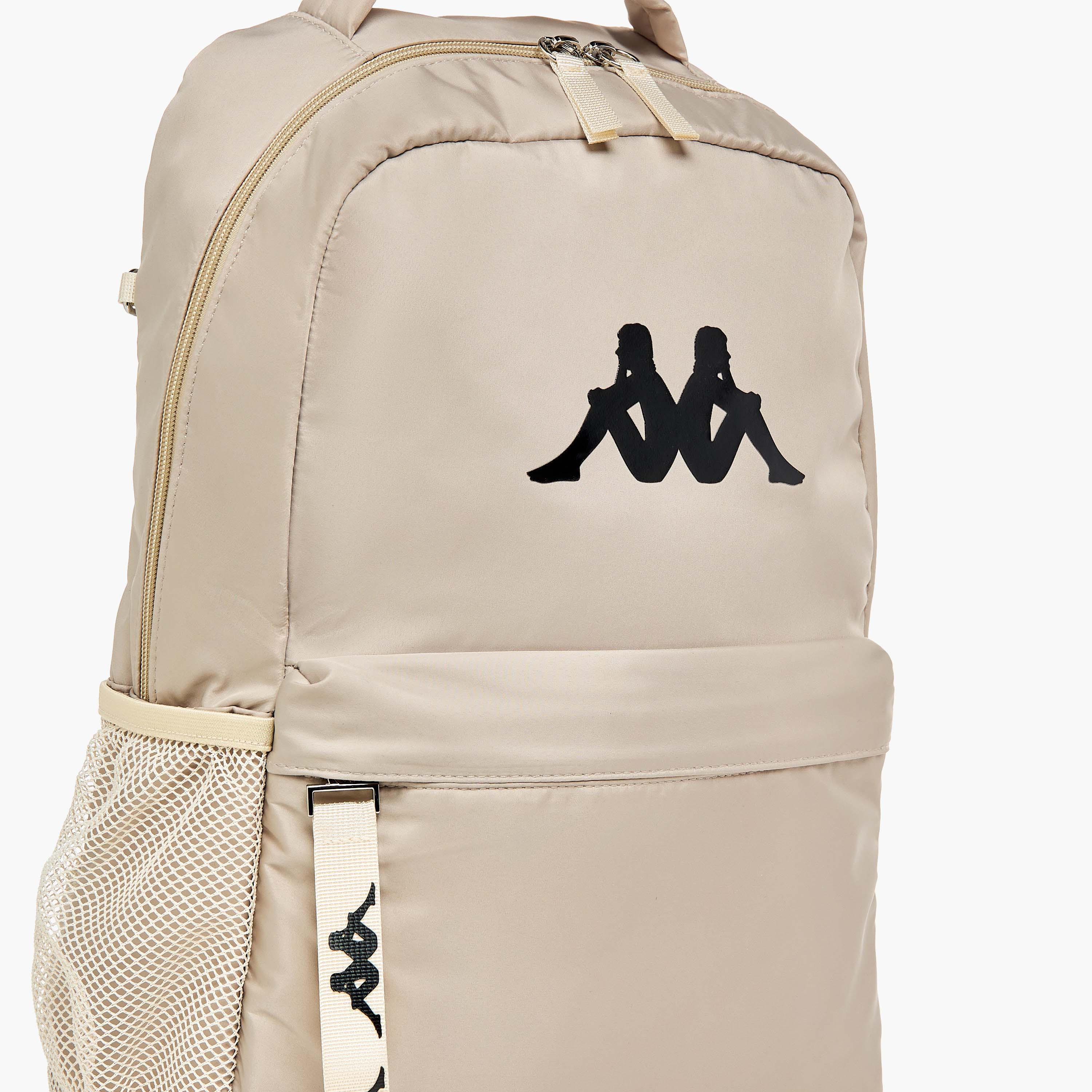Kappa Logo Print Backpack with Adjustable Shoulder Straps and Pouch - 28x14x36 cm-women-bagsandwallets-backpacks-image-9