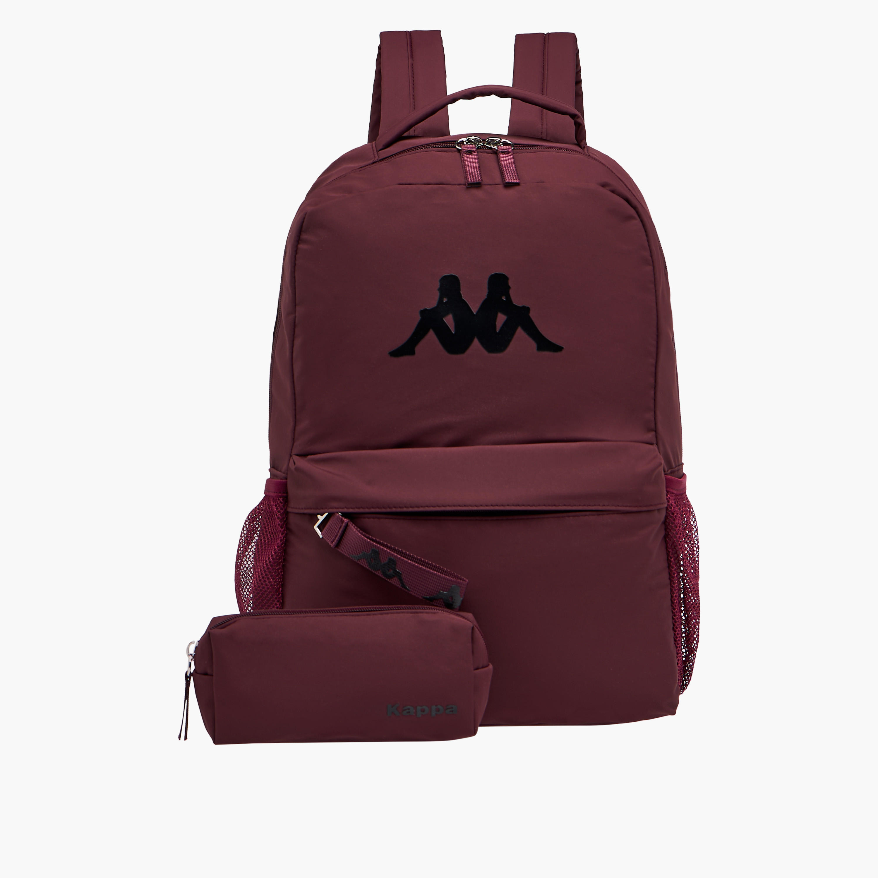 شنطة ظهر بطبعات شعار بحمّالات كتف قابلة للتعديل وشنطة صغيرة من كابا - 28x14x36 سم-women-bagsandwallets-backpacks-image-1