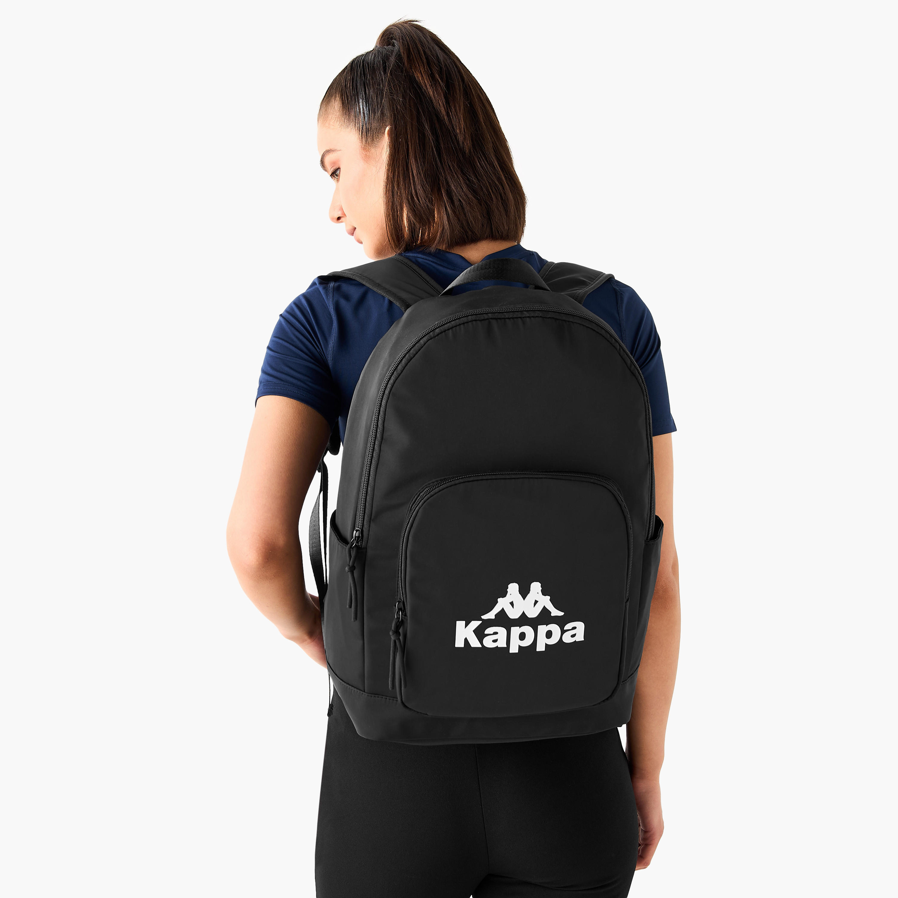 Kappa Logo Print Backpack with Adjustable Shoulder Straps - 28x14x44 cm-women-bagsandwallets-backpacks-image-2