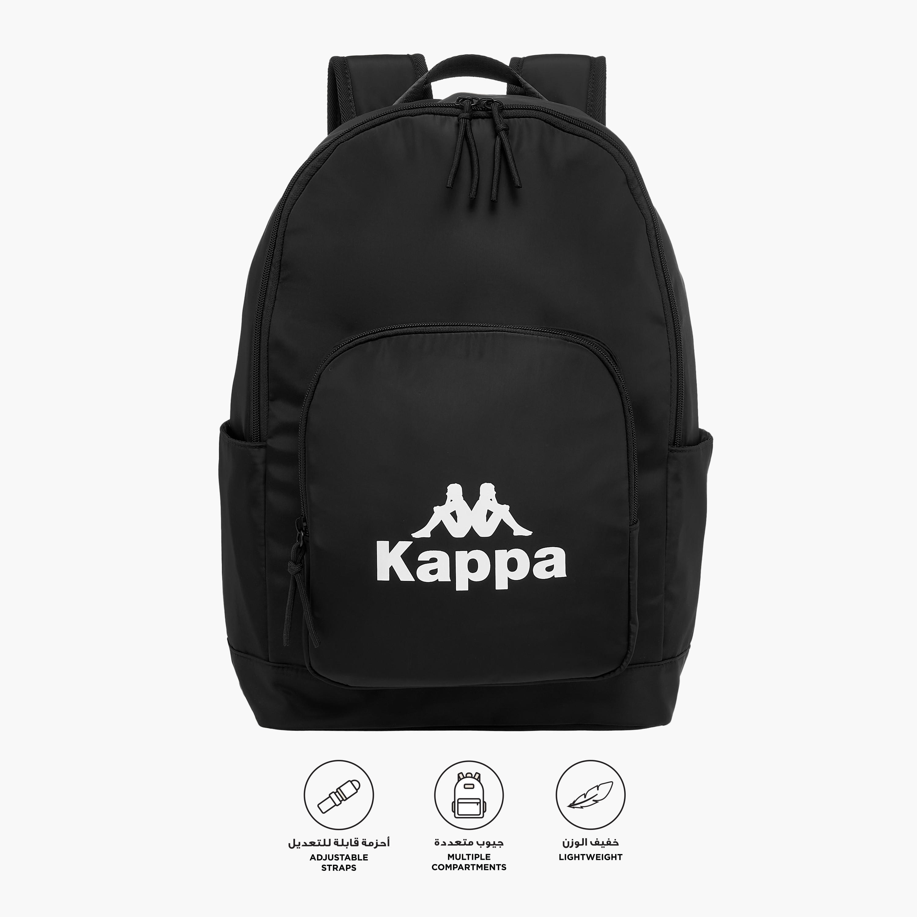 Kappa Logo Print Backpack with Adjustable Shoulder Straps - 28x14x44 cm-women-bagsandwallets-backpacks-image-3