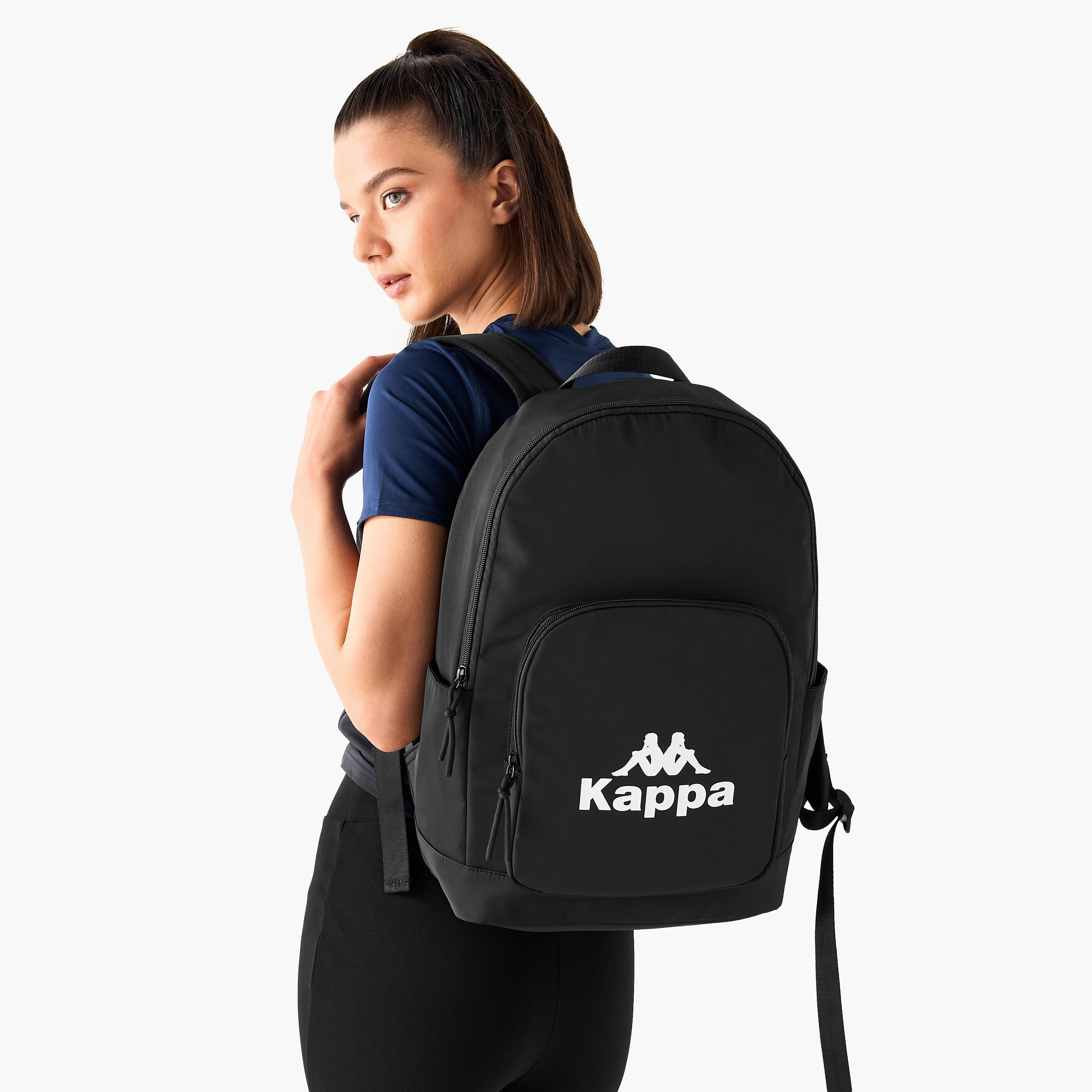 Kappa Logo Print Backpack with Adjustable Shoulder Straps - 28x14x44 cm-women-bagsandwallets-backpacks-image-8