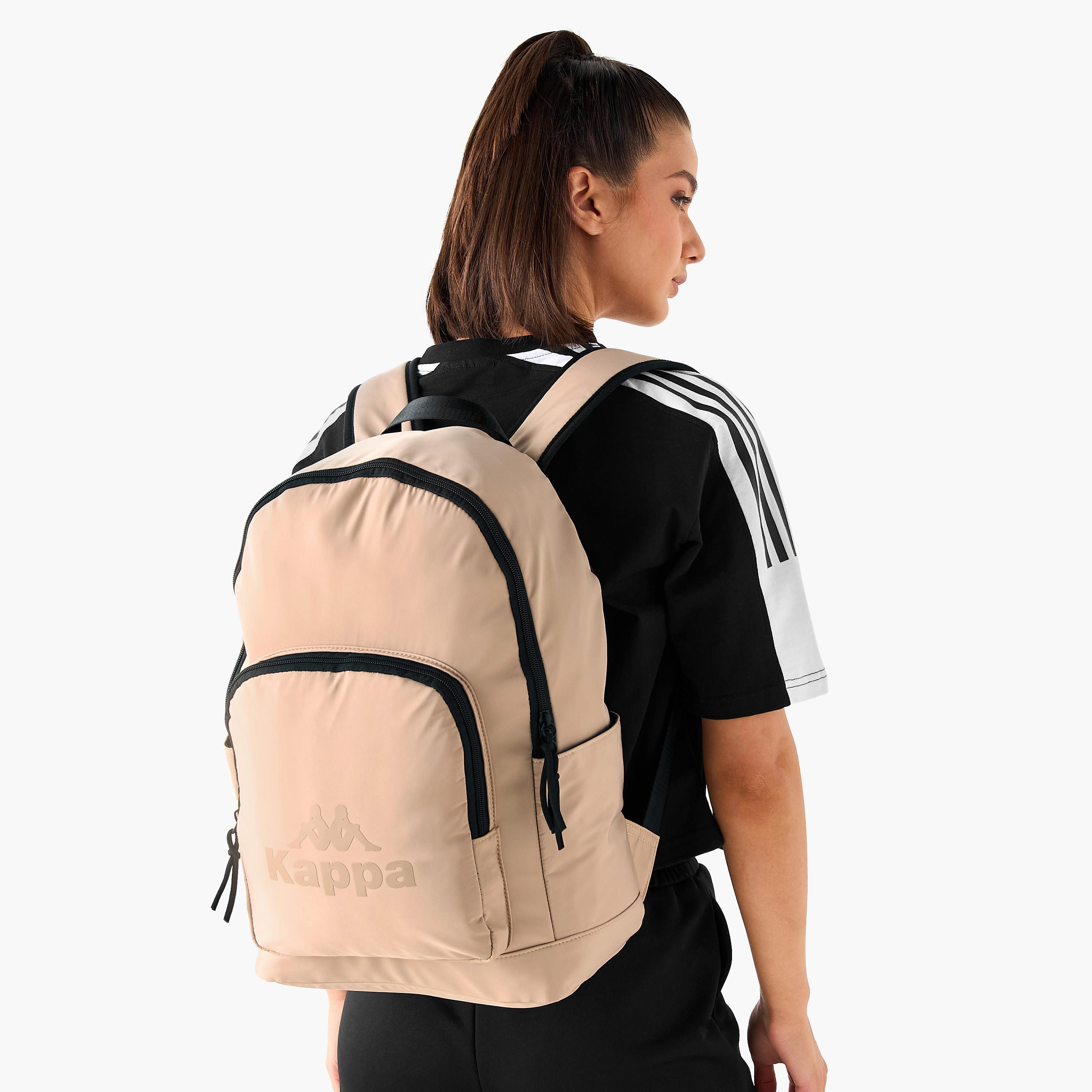 Kappa Logo Print Backpack with Adjustable Shoulder Straps - 28x14x44 cm-women-bagsandwallets-backpacks-image-2
