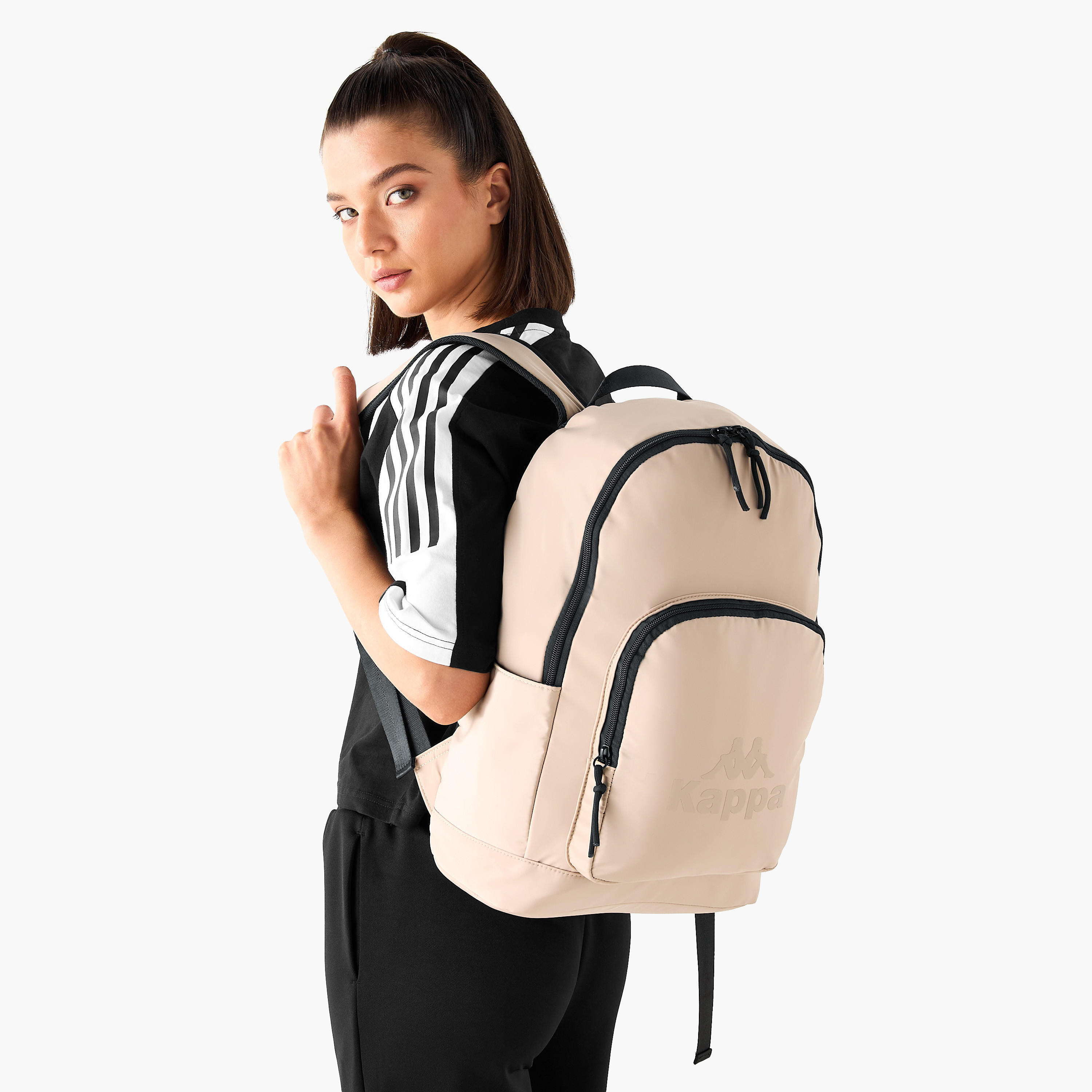 Kappa Logo Print Backpack with Adjustable Shoulder Straps - 28x14x44 cm-women-bagsandwallets-backpacks-image-8