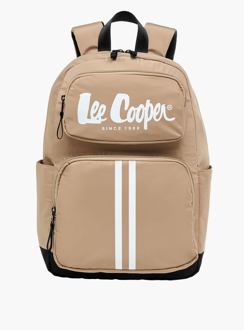 Lee Cooper Logo Print Backpack with Adjustable Shoulder Straps - 28x13.5x44 cm-women-bagsandwallets-backpacks-image-1