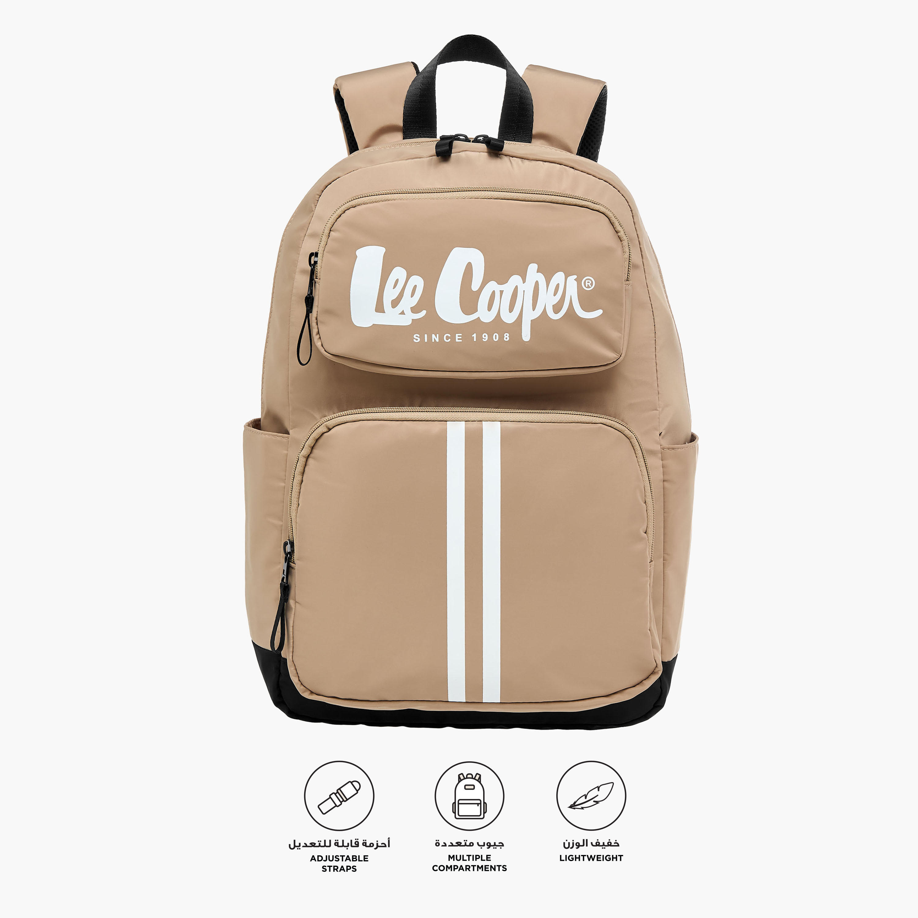 Lee Cooper Logo Print Backpack with Adjustable Shoulder Straps - 28x13.5x44 cm-women-bagsandwallets-backpacks-image-3
