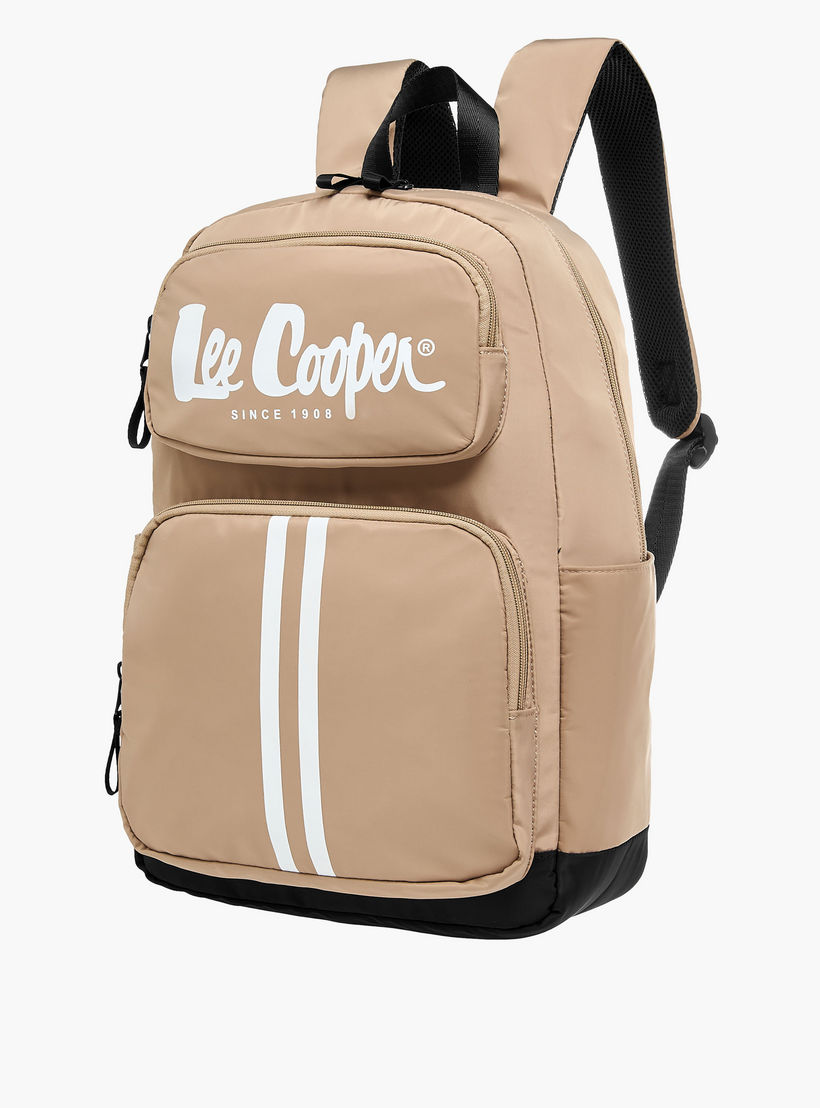 Lee Cooper Logo Print Backpack with Adjustable Shoulder Straps - 28x13.5x44 cm-women-bagsandwallets-backpacks-image-4