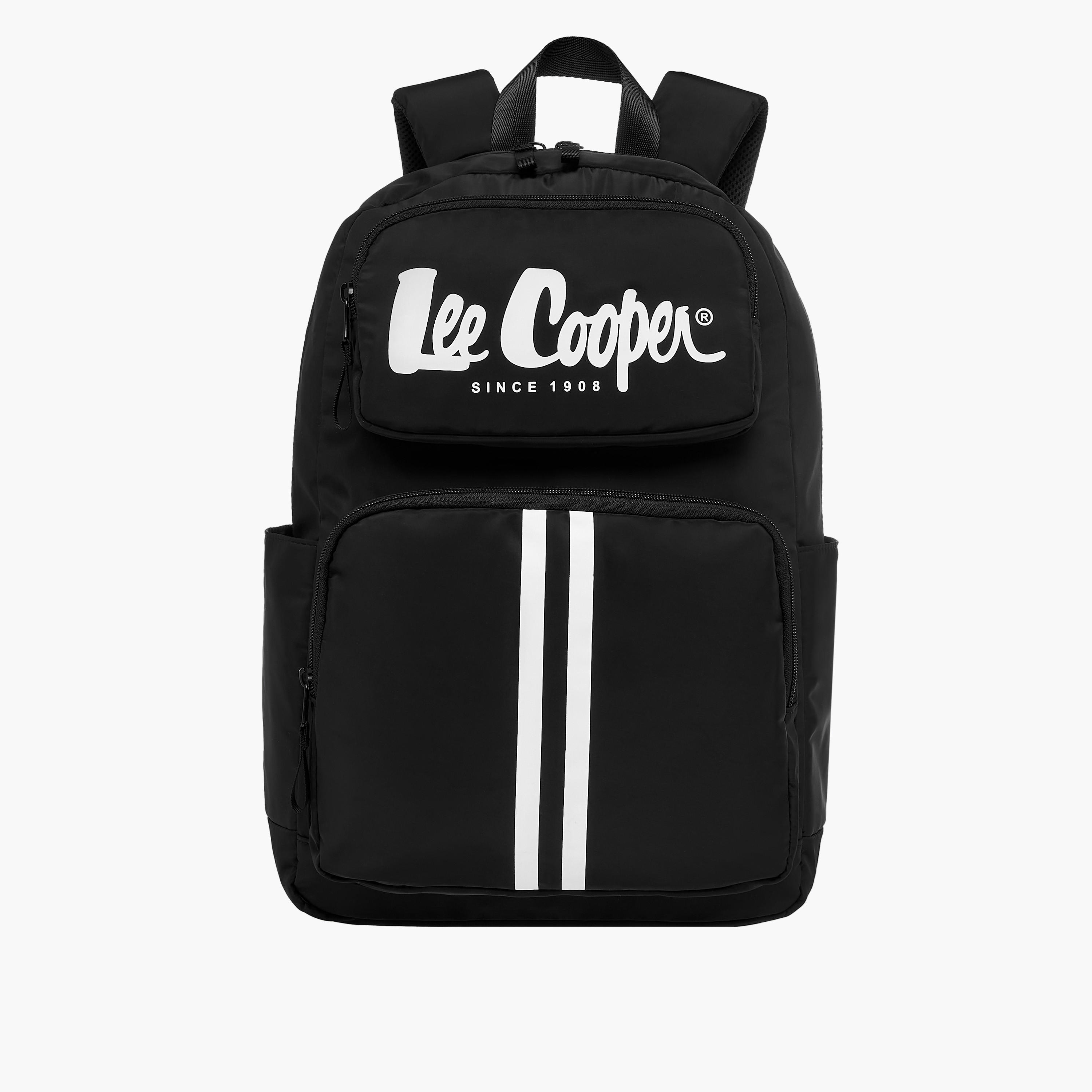 Lee Cooper Logo Print Backpack with Adjustable Shoulder Straps - 28x13.5x44 cm-women-bagsandwallets-backpacks-image-1