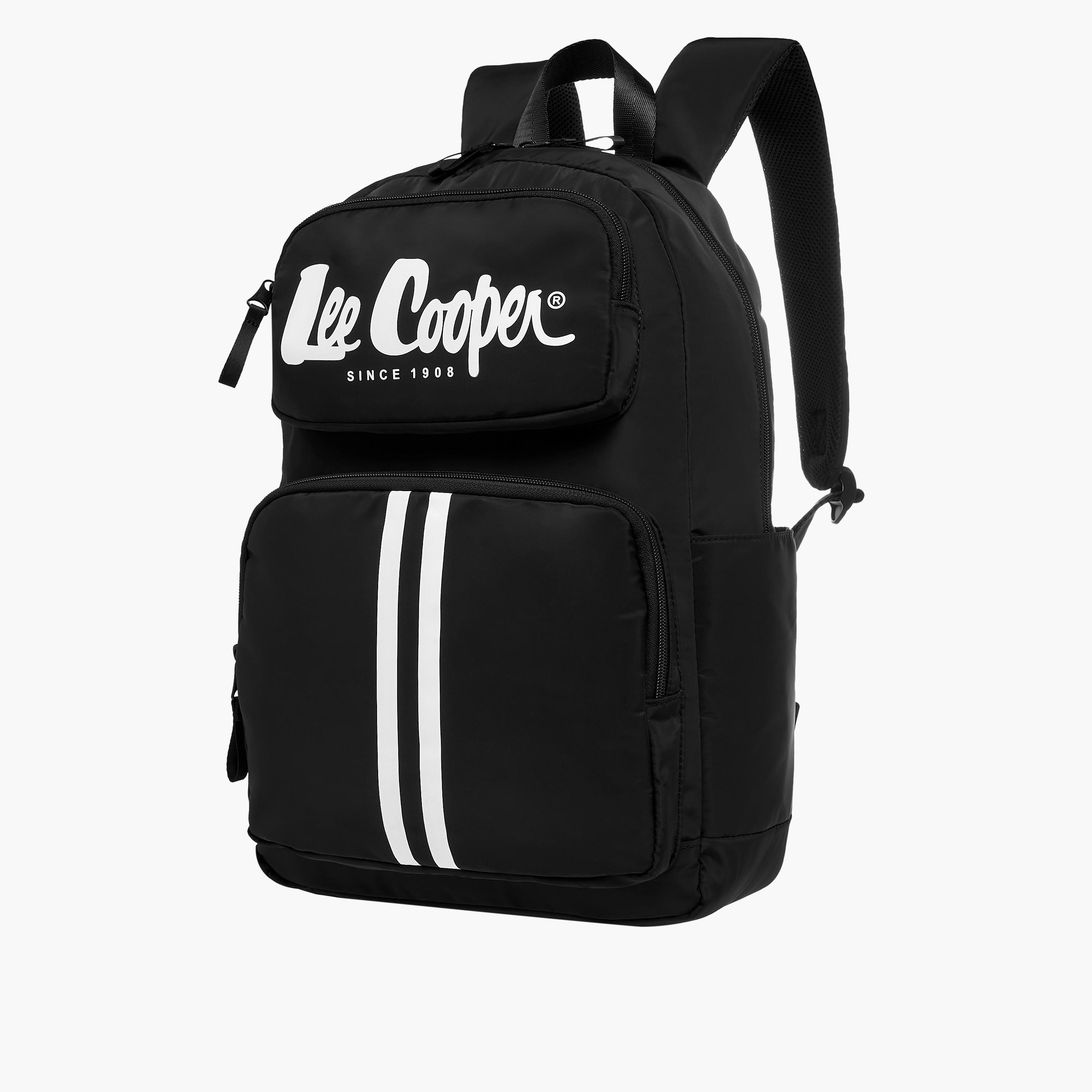 Lee Cooper Logo Print Backpack with Adjustable Shoulder Straps - 28x13.5x44 cm-women-bagsandwallets-backpacks-image-4