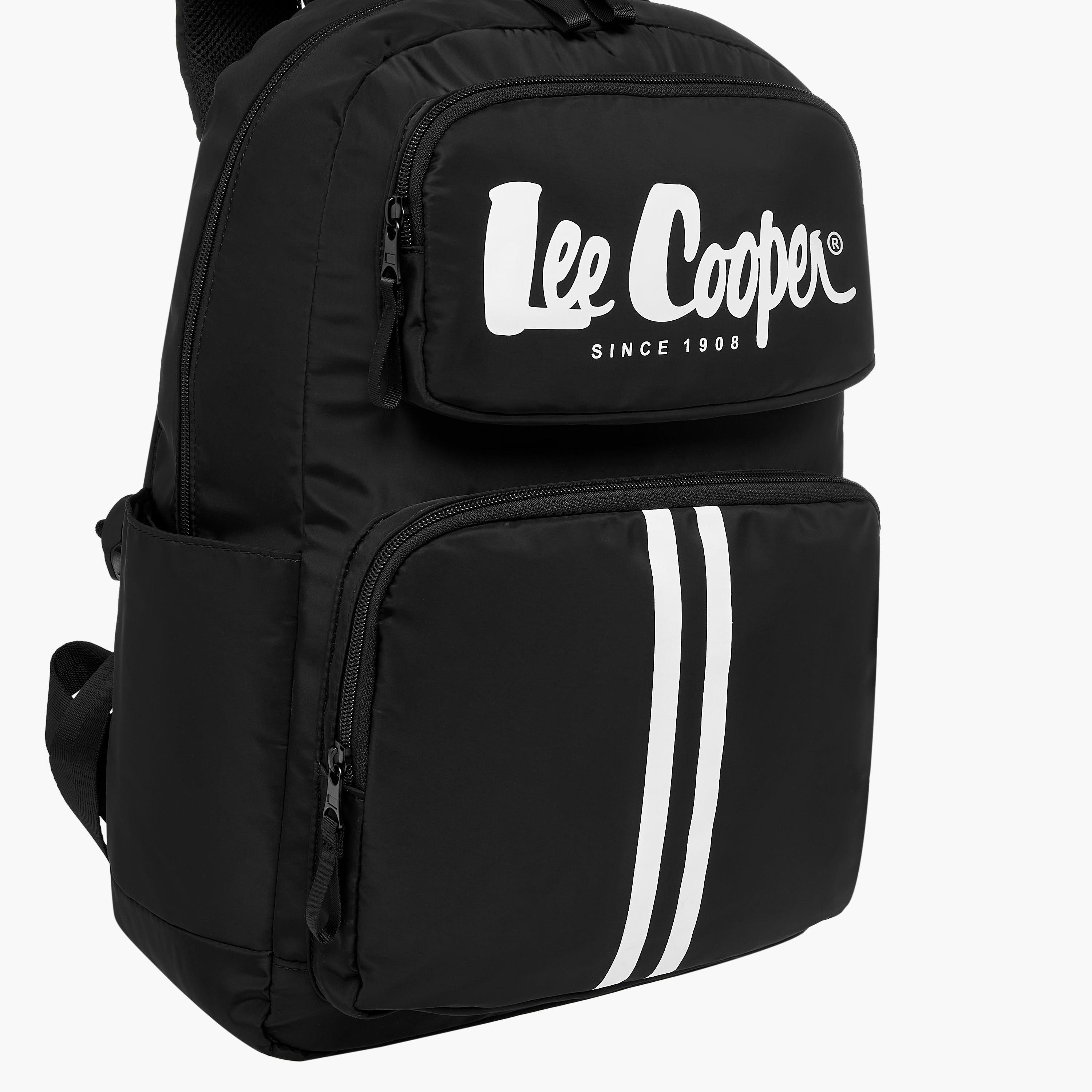 Lee Cooper Logo Print Backpack with Adjustable Shoulder Straps - 28x13.5x44 cm-women-bagsandwallets-backpacks-image-6