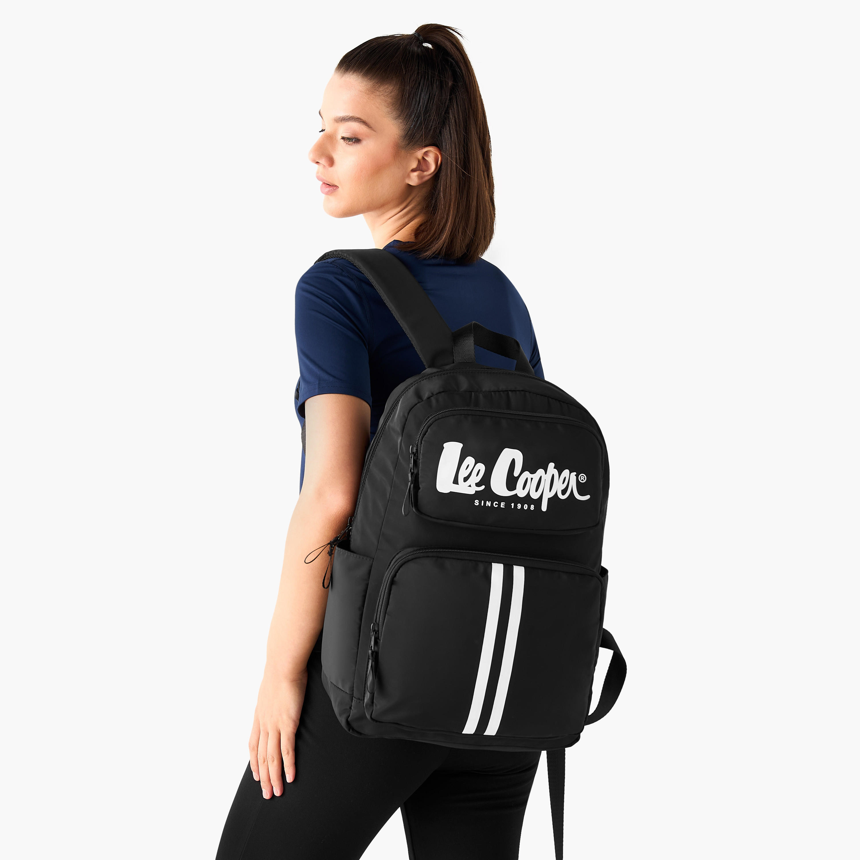 Lee Cooper Logo Print Backpack with Adjustable Shoulder Straps - 28x13.5x44 cm-women-bagsandwallets-backpacks-image-8