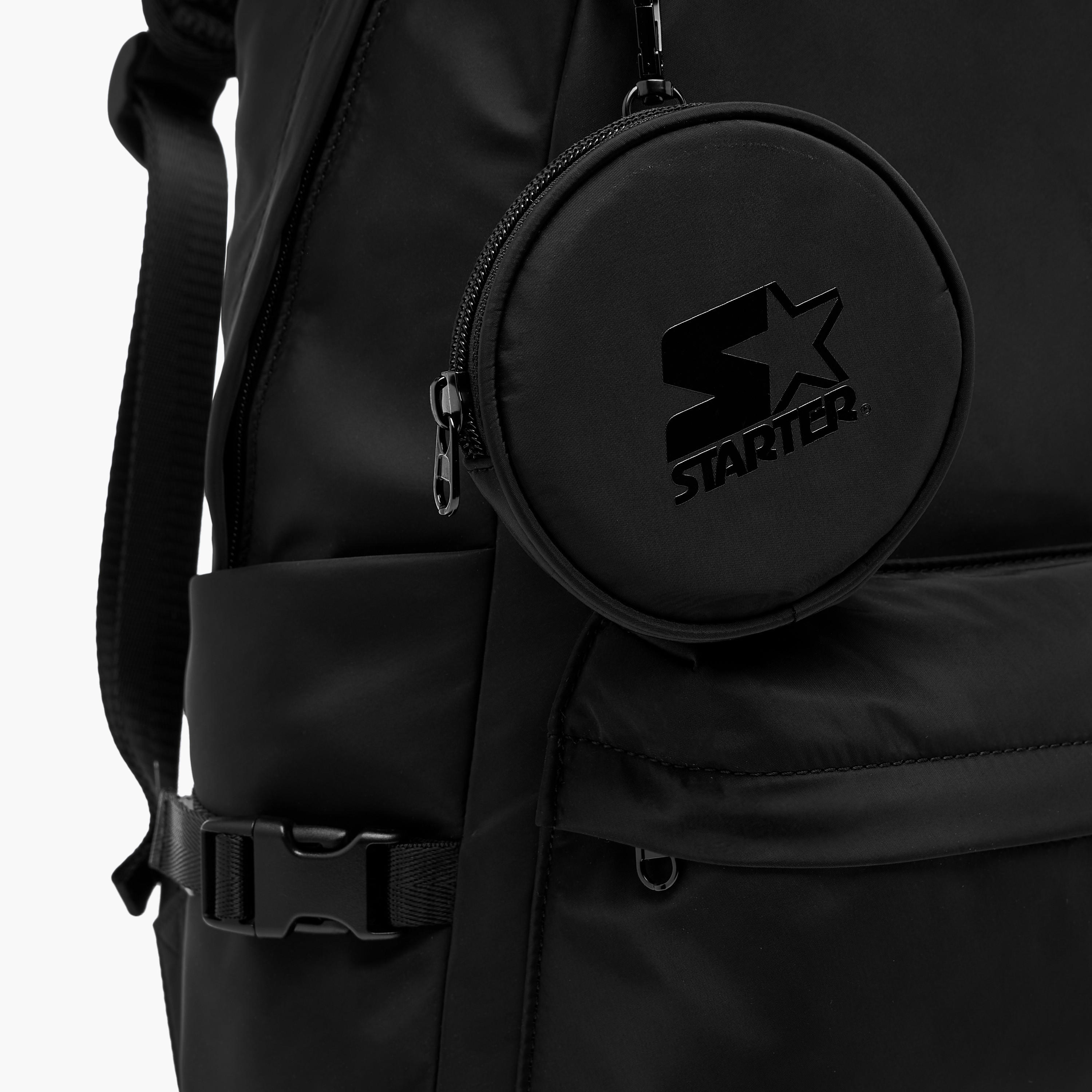 Starter Logo Print Backpack with Adjustable Shoulder Straps and Pouch - 28x13x42 cm-women-bagsandwallets-backpacks-image-9