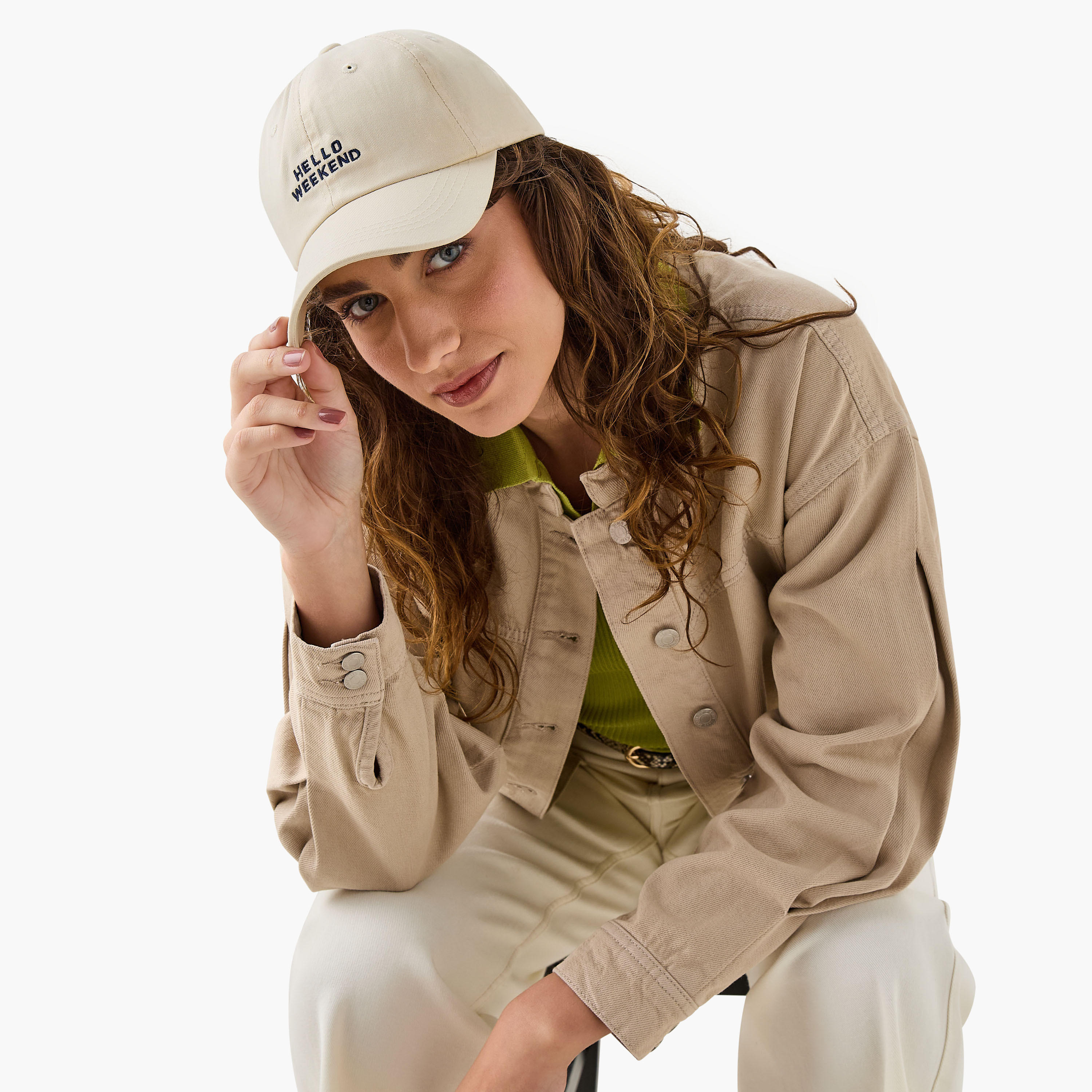 Slogan Embroidered Cap with Buckled Strap Closure-women-clothingaccessories-capsandhats-image-2
