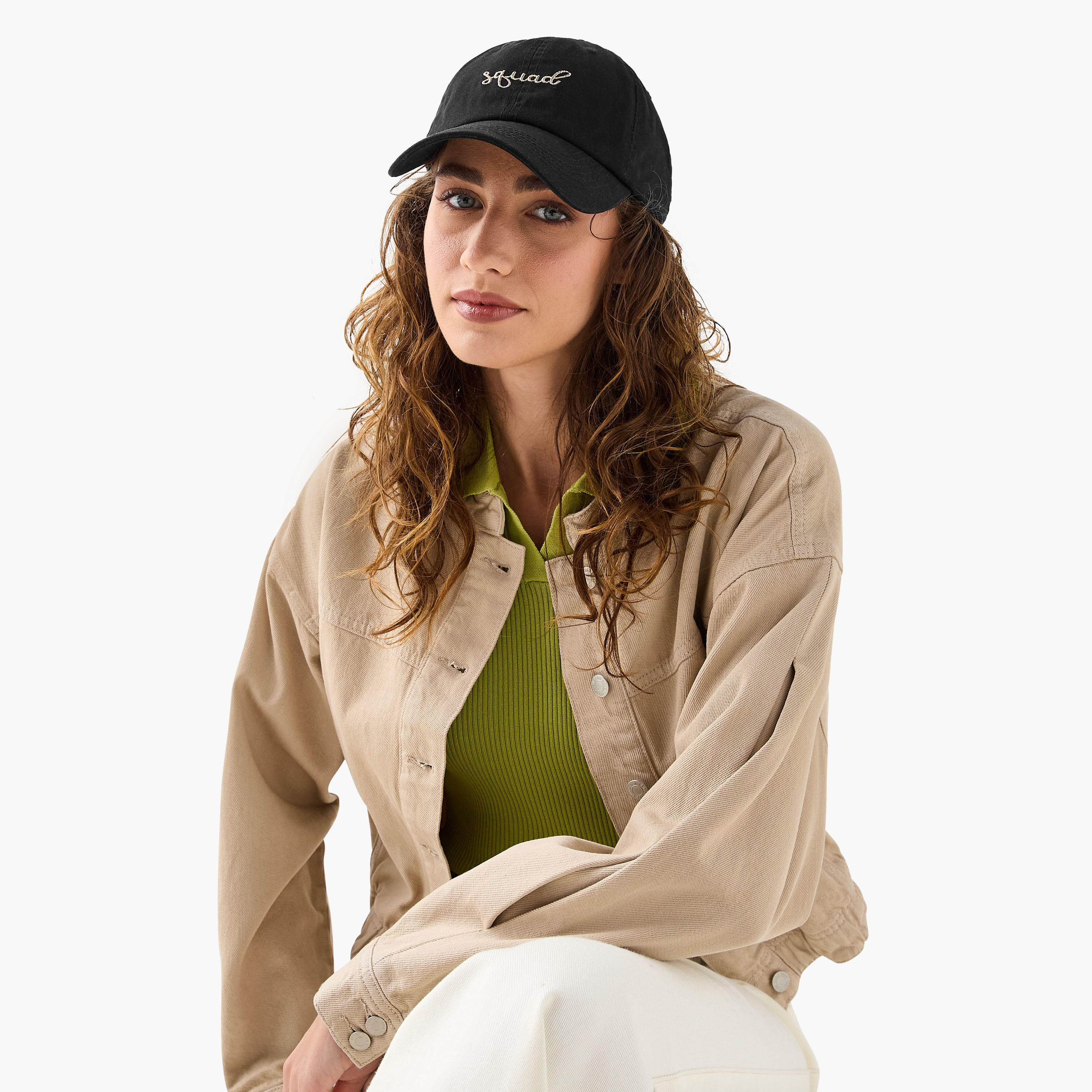 Slogan Embroidered Cap with Buckled Strap Closure-women-clothingaccessories-capsandhats-image-2