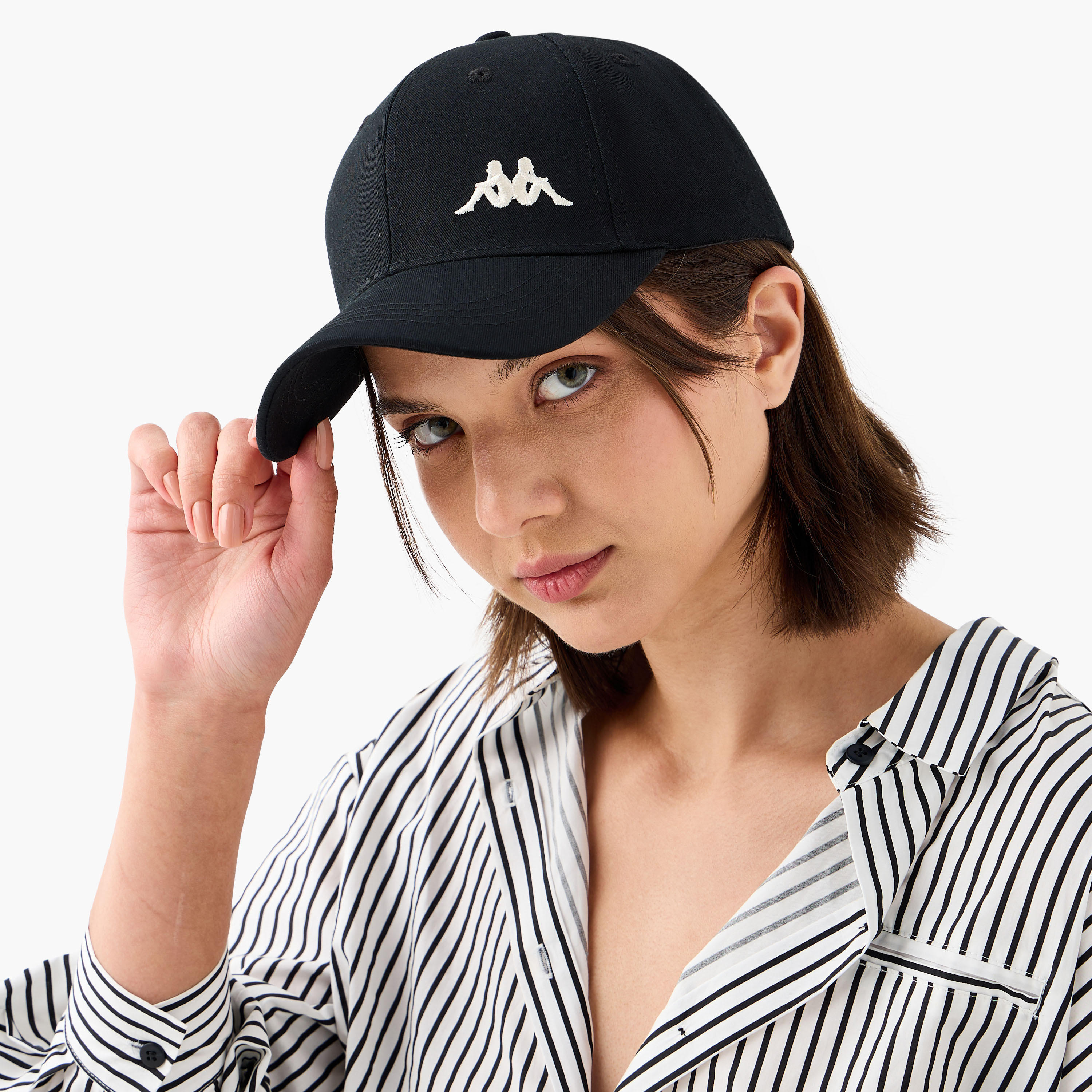 Kappa Logo Embroidered Cap with Buckle Strap Closure-women-clothingaccessories-capsandhats-image-2