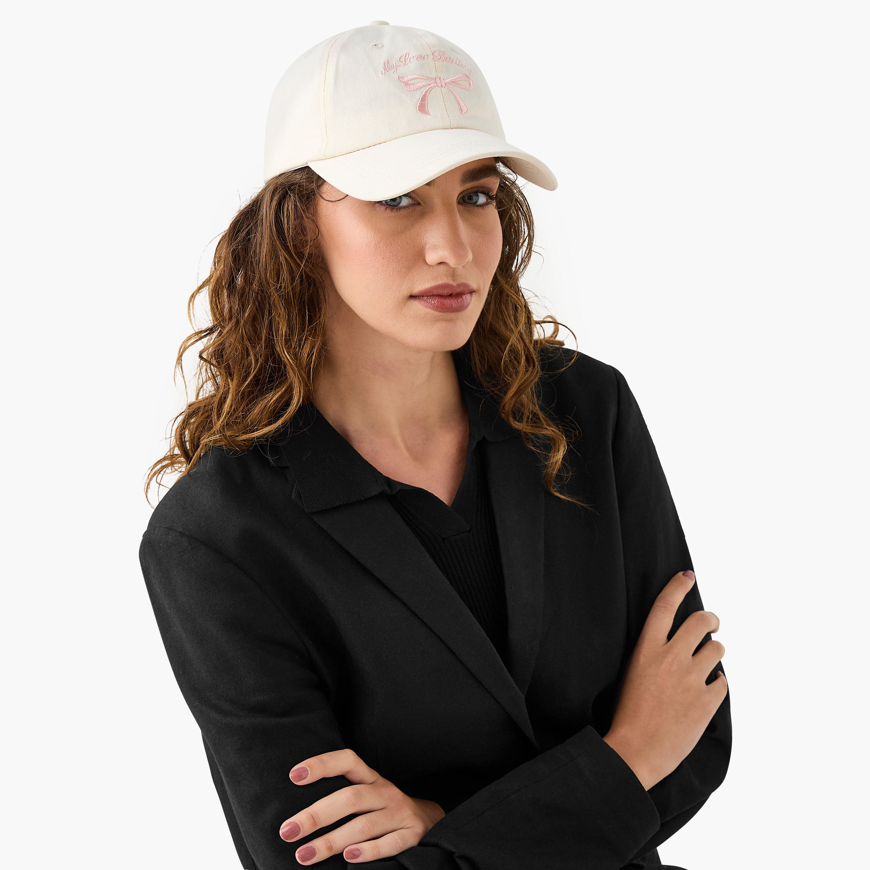 Embroidered Cap with Buckled Strap Closure-women-clothingaccessories-capsandhats-image-2
