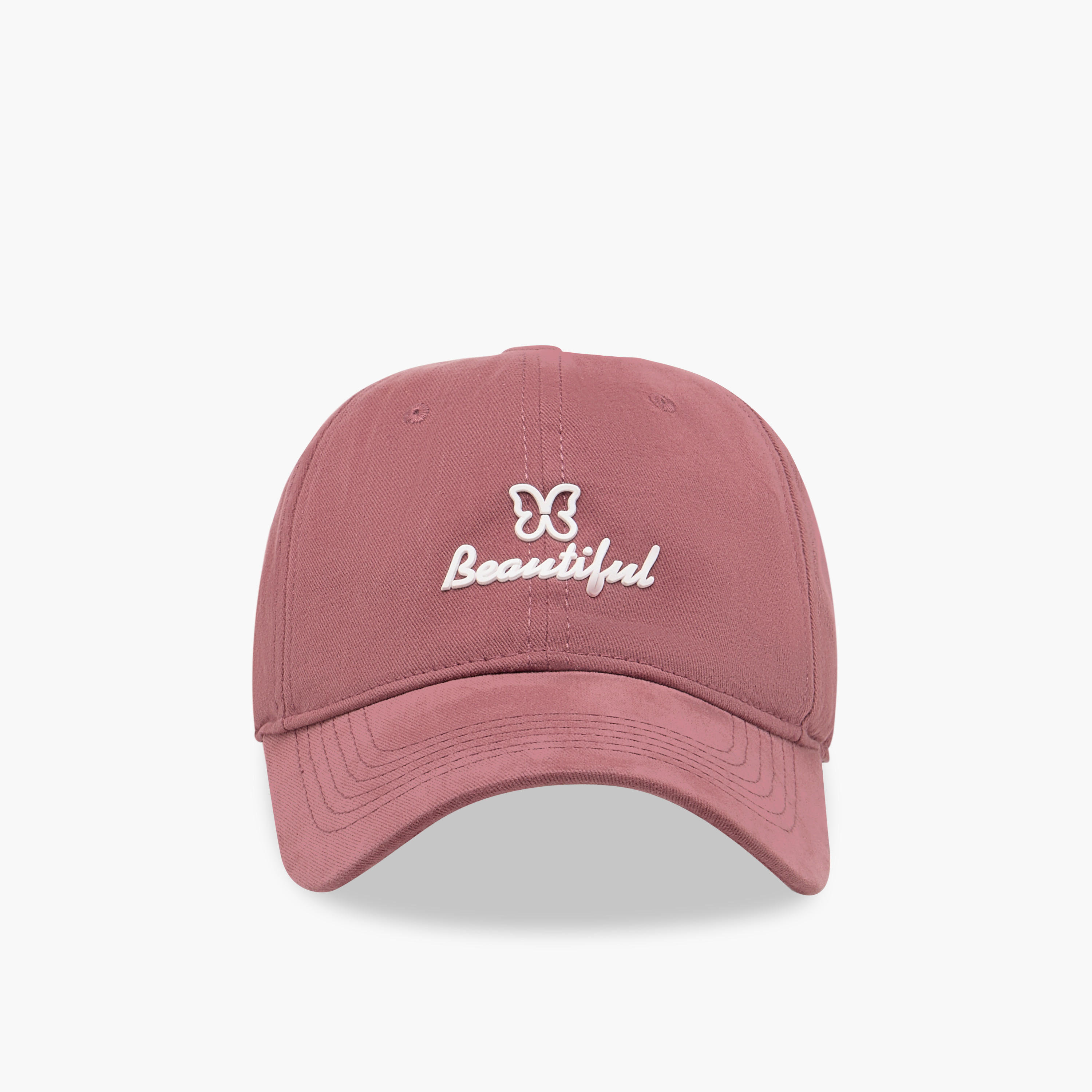 Embossed Detail Cap with Buckle Strap Closure-women-clothingaccessories-capsandhats-image-1