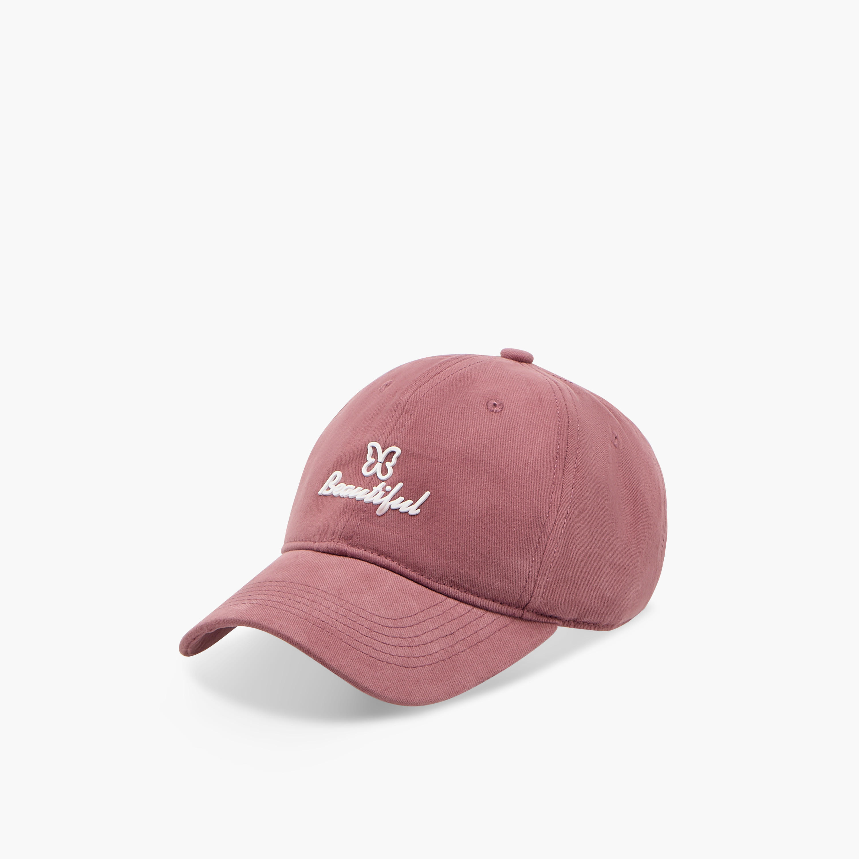 Embossed Detail Cap with Buckle Strap Closure-women-clothingaccessories-capsandhats-image-3