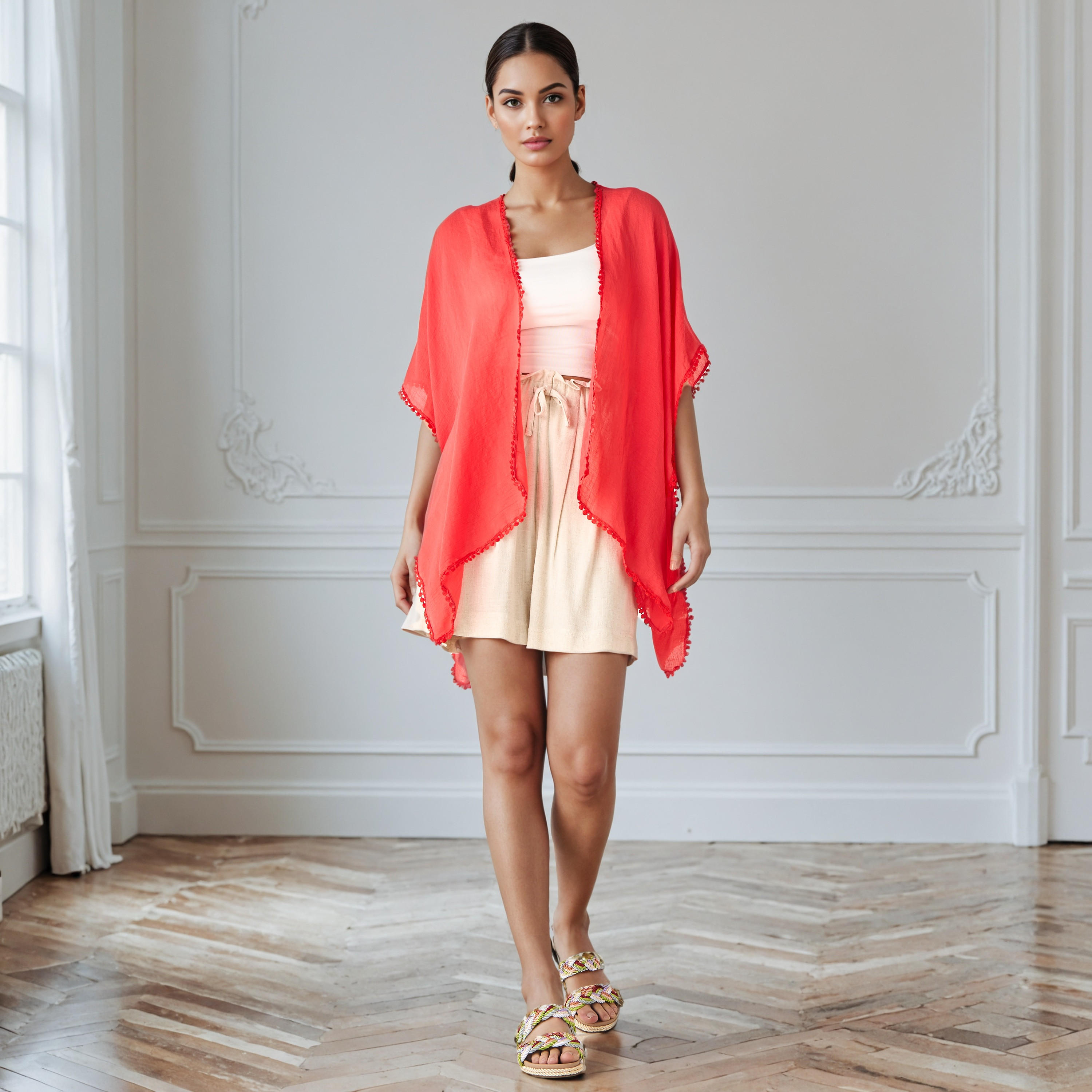 غطاء بتفاصيل كرات بوم بوم ودانتيل-women-clothing-swimandbeach-coverups-image-4