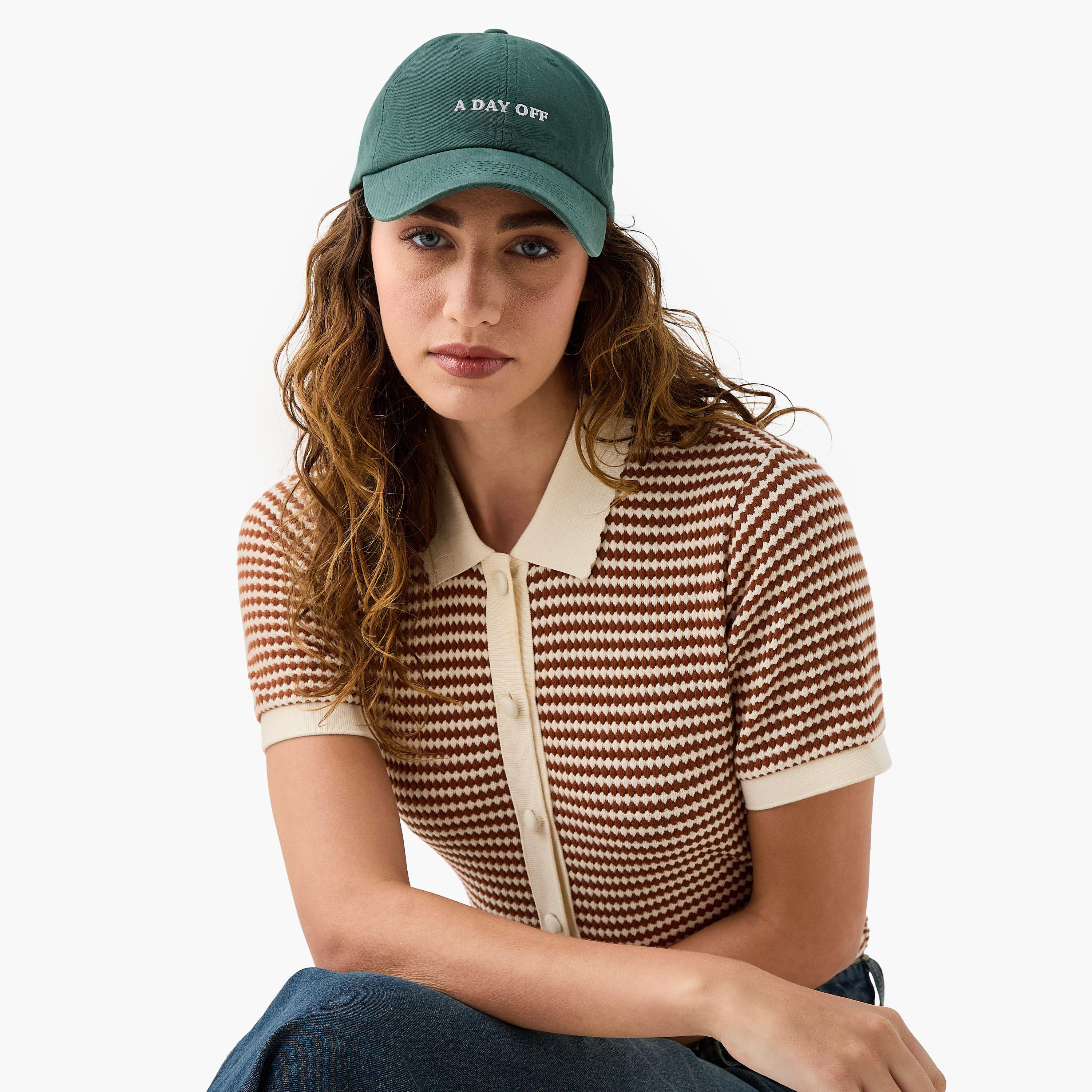 Slogan Embroidered Baseball Cap with Hook and Loop Strap Closure-women-clothingaccessories-capsandhats-image-2