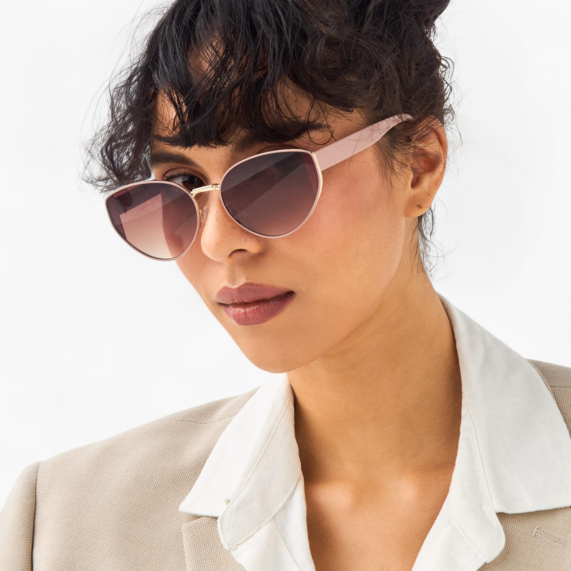 Tinted Lens Full Rim Cat Eye Sunglasses with Nose Pads-women-sunglasses-image-2