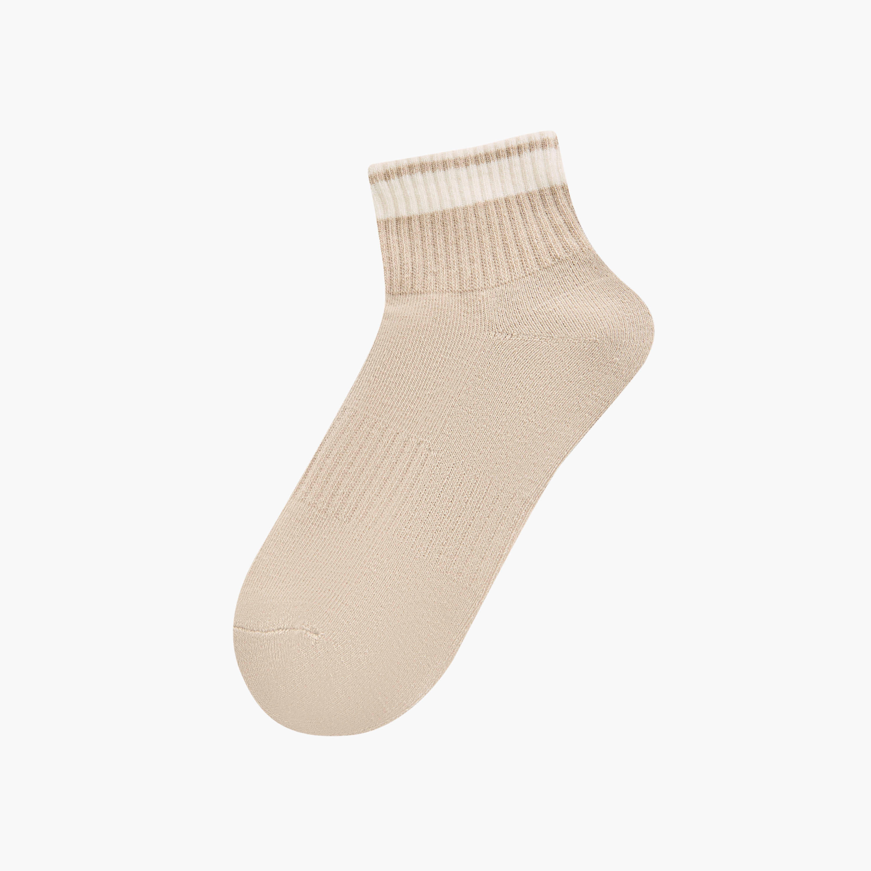 Set of 3 - Ribbed Quarter Crew Length Socks with Antibacterial Protection-women-socksandstockings-image-2