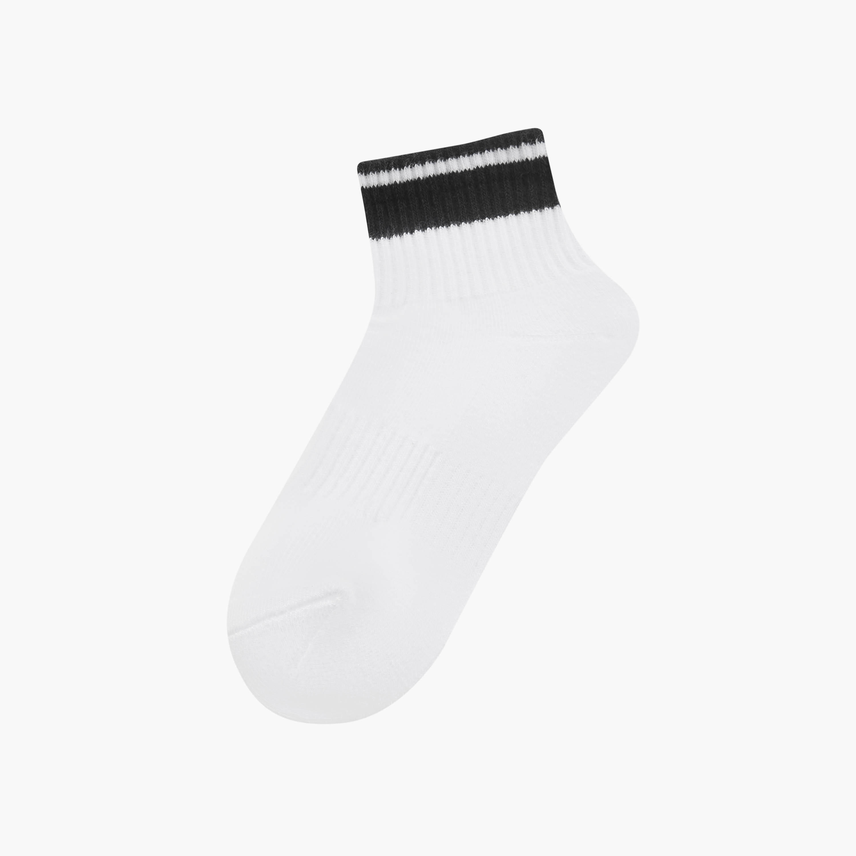 Set of 3 - Ribbed Quarter Crew Length Socks with Antibacterial Protection-women-socksandstockings-image-2