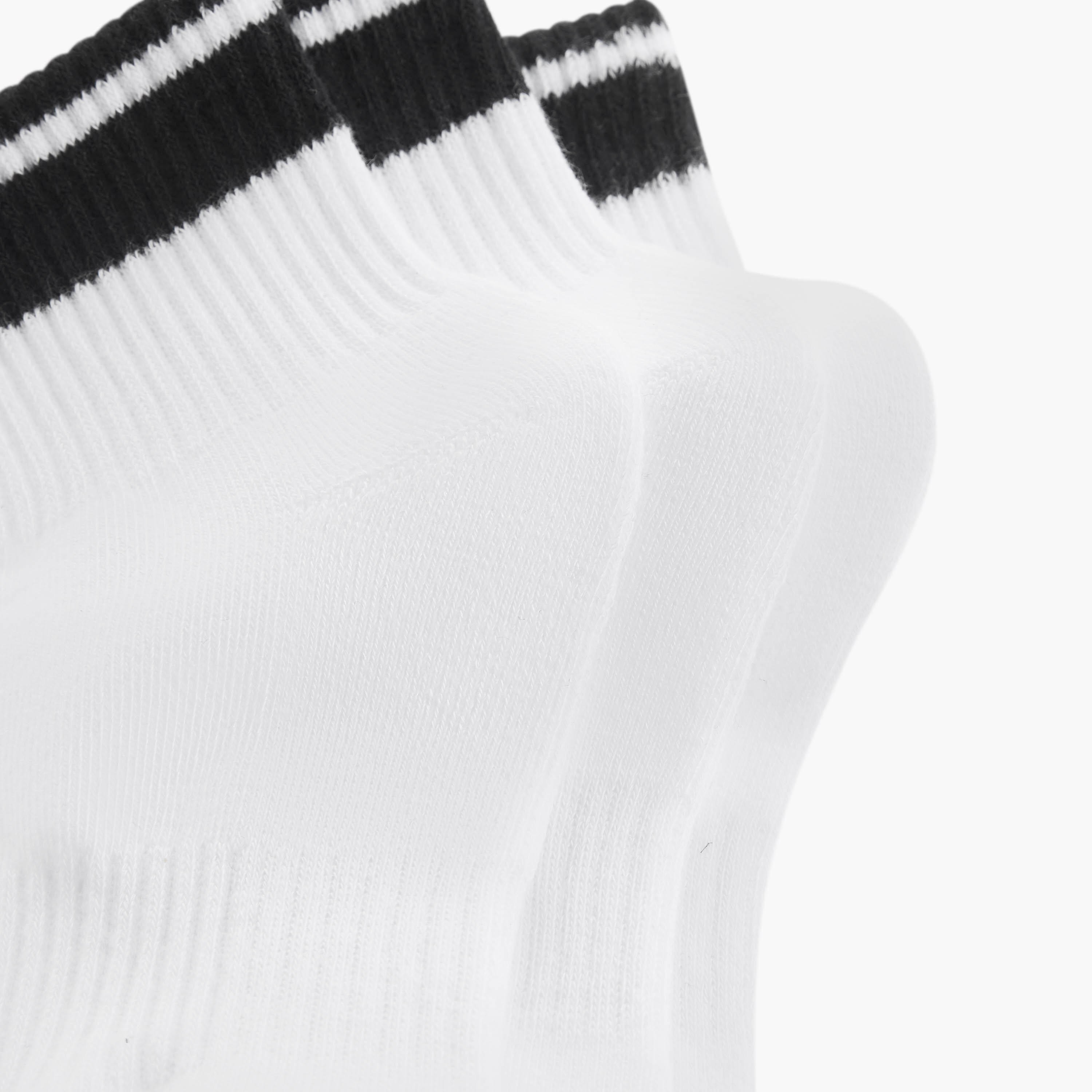 Set of 3 - Ribbed Quarter Crew Length Socks with Antibacterial Protection-women-socksandstockings-image-4