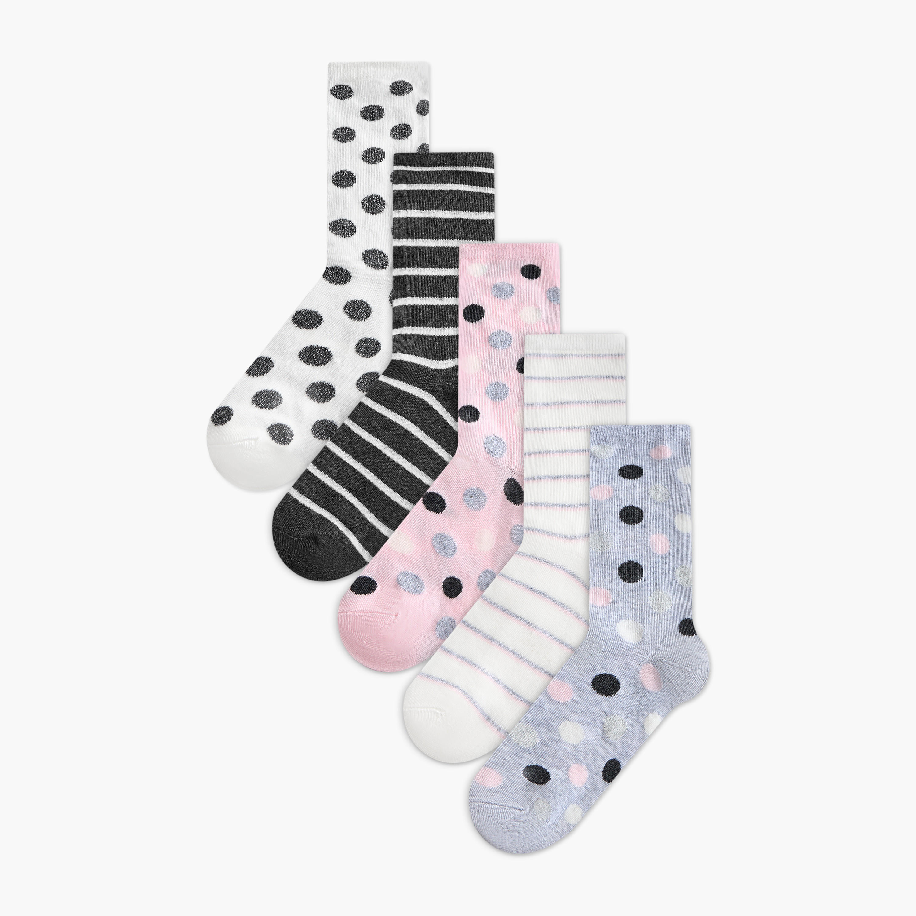 طقم جوارب 5 أزواج بطول متوسط وحماية من البكتيريا وطبعات-women-socksandstockings-image-1