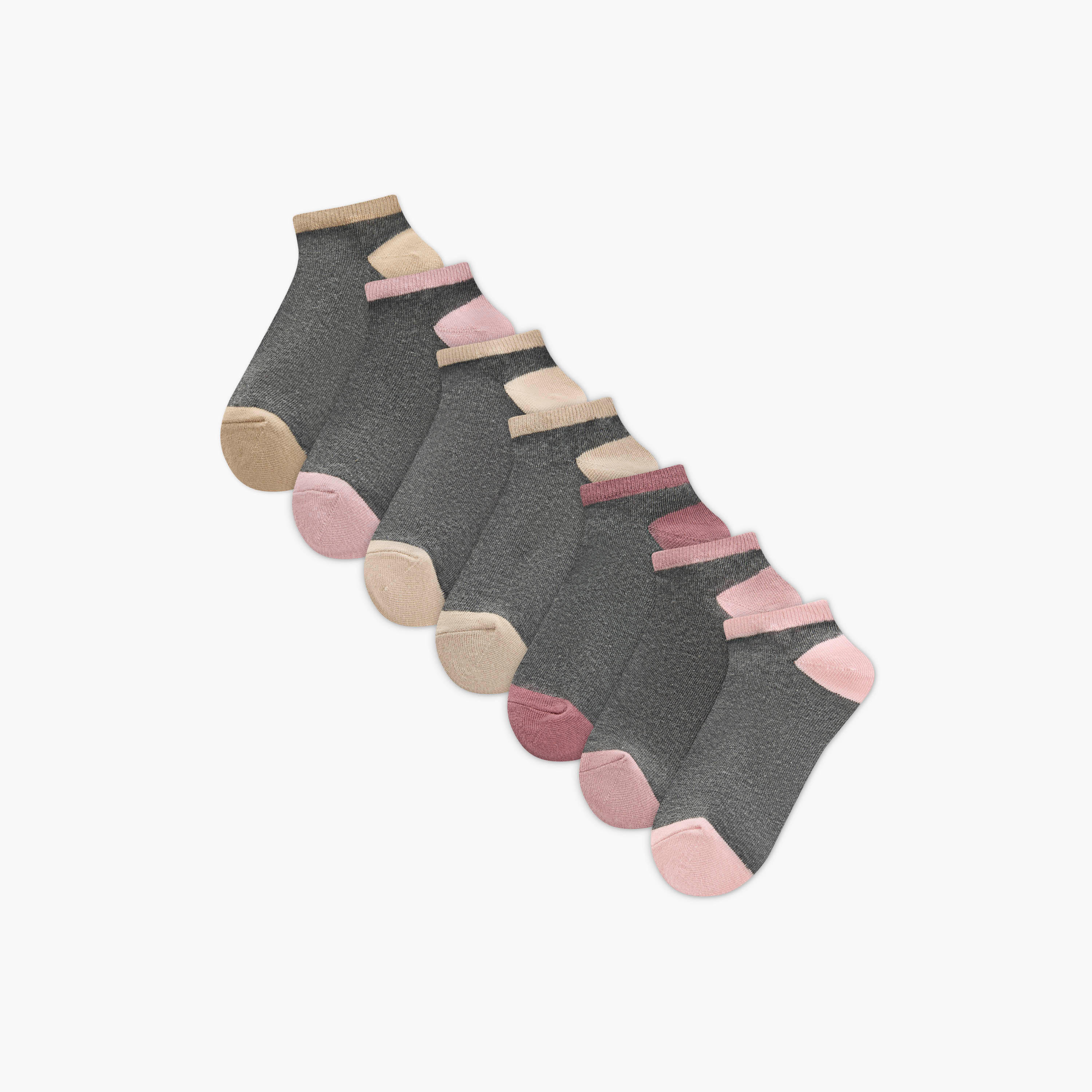 Set of 7 - Colourblock Ankle Length Socks with Antibacterial Protection-women-socksandstockings-image-1