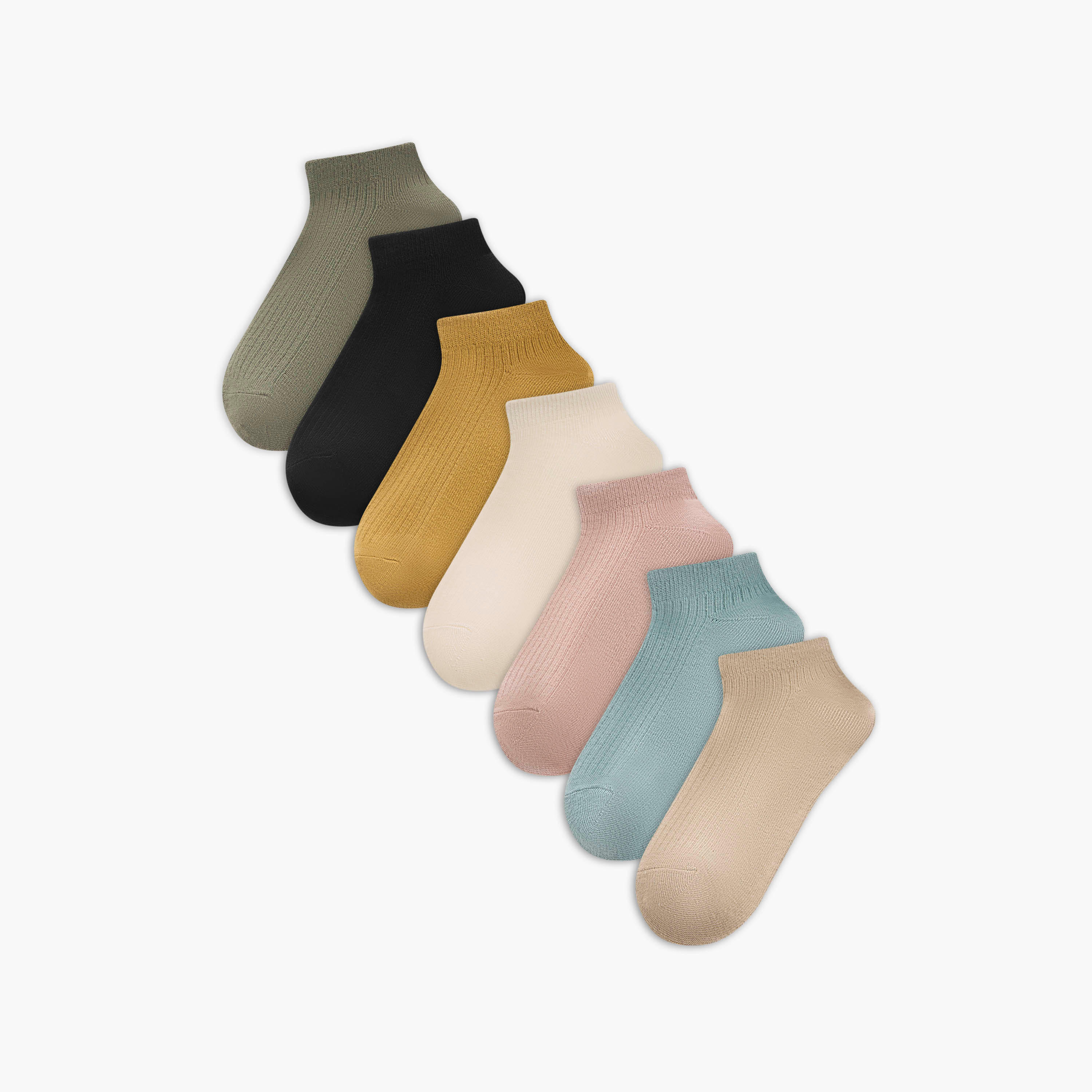 طقم جوارب 7 أزواج متنوعة بطول الكاحل وحماية من البكتيريا -women-socksandstockings-image-1