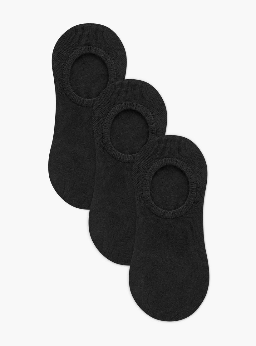 Set of 3 - Ribbed Invisible Socks with Antibacterial Protection-women-socksandstockings-image-1