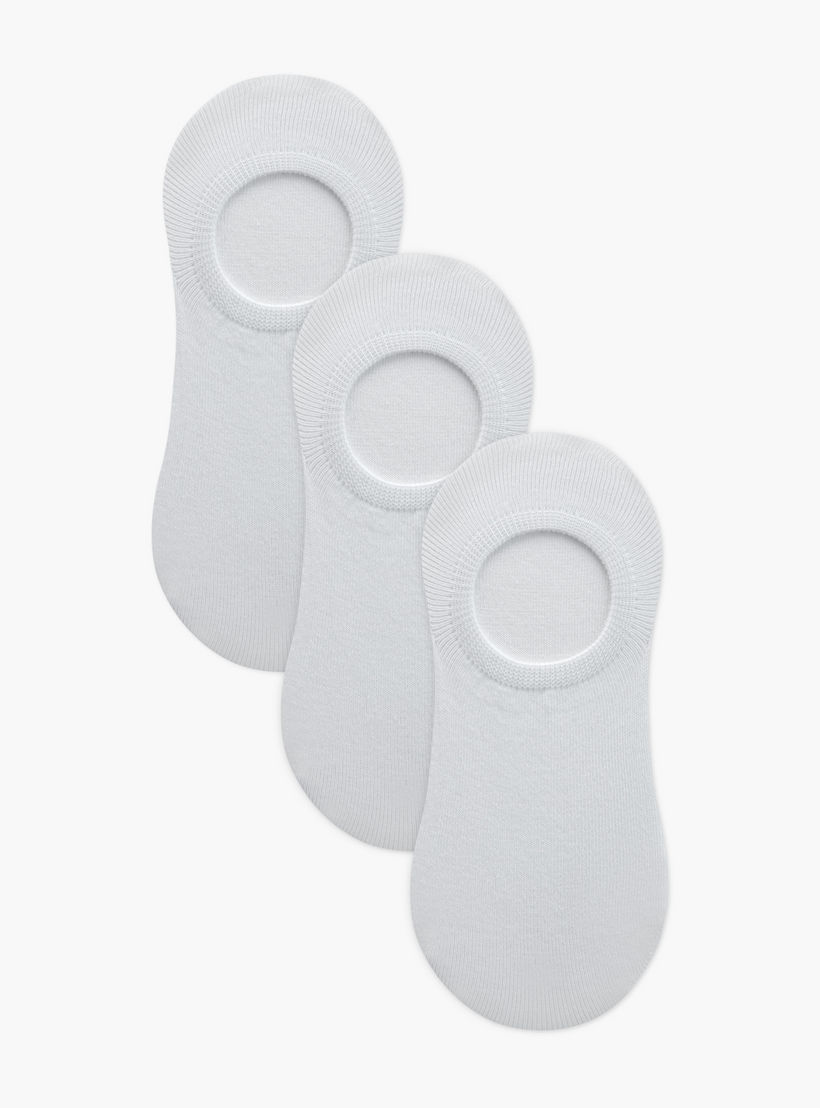 Set of 3 - Ribbed Invisible Socks with Antibacterial Protection-women-socksandstockings-image-1