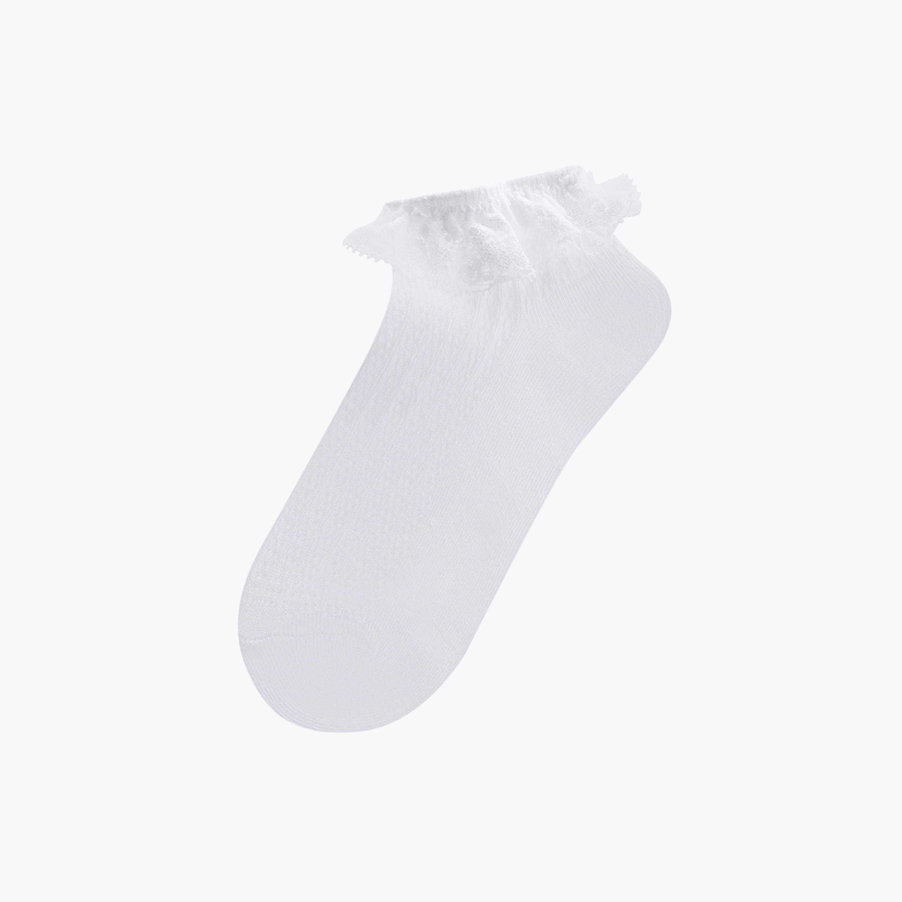 Set of 3 - Lace Trim Ankle Length Socks with Antibacterial Protection-women-socksandstockings-image-2