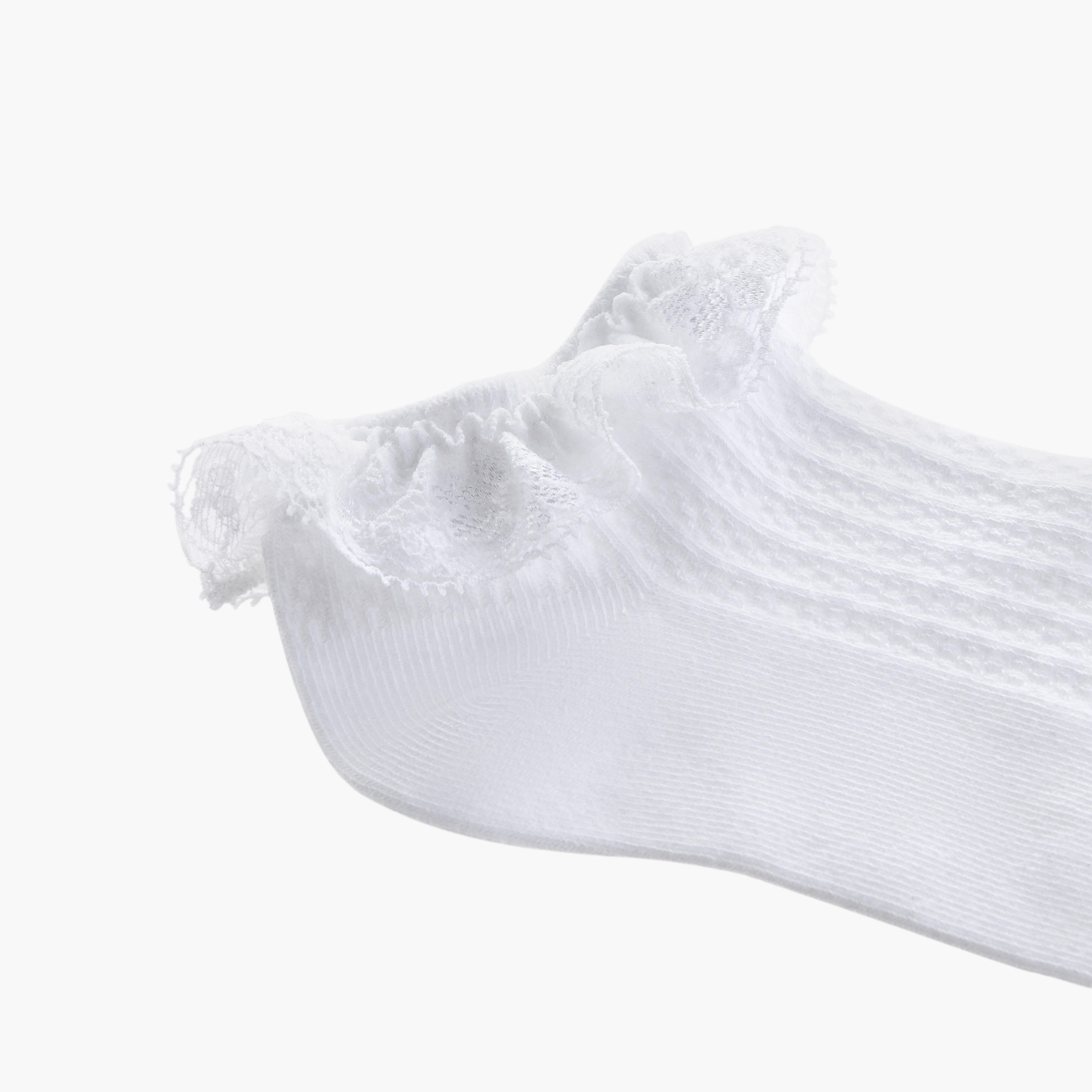 Set of 3 - Lace Trim Ankle Length Socks with Antibacterial Protection-women-socksandstockings-image-5