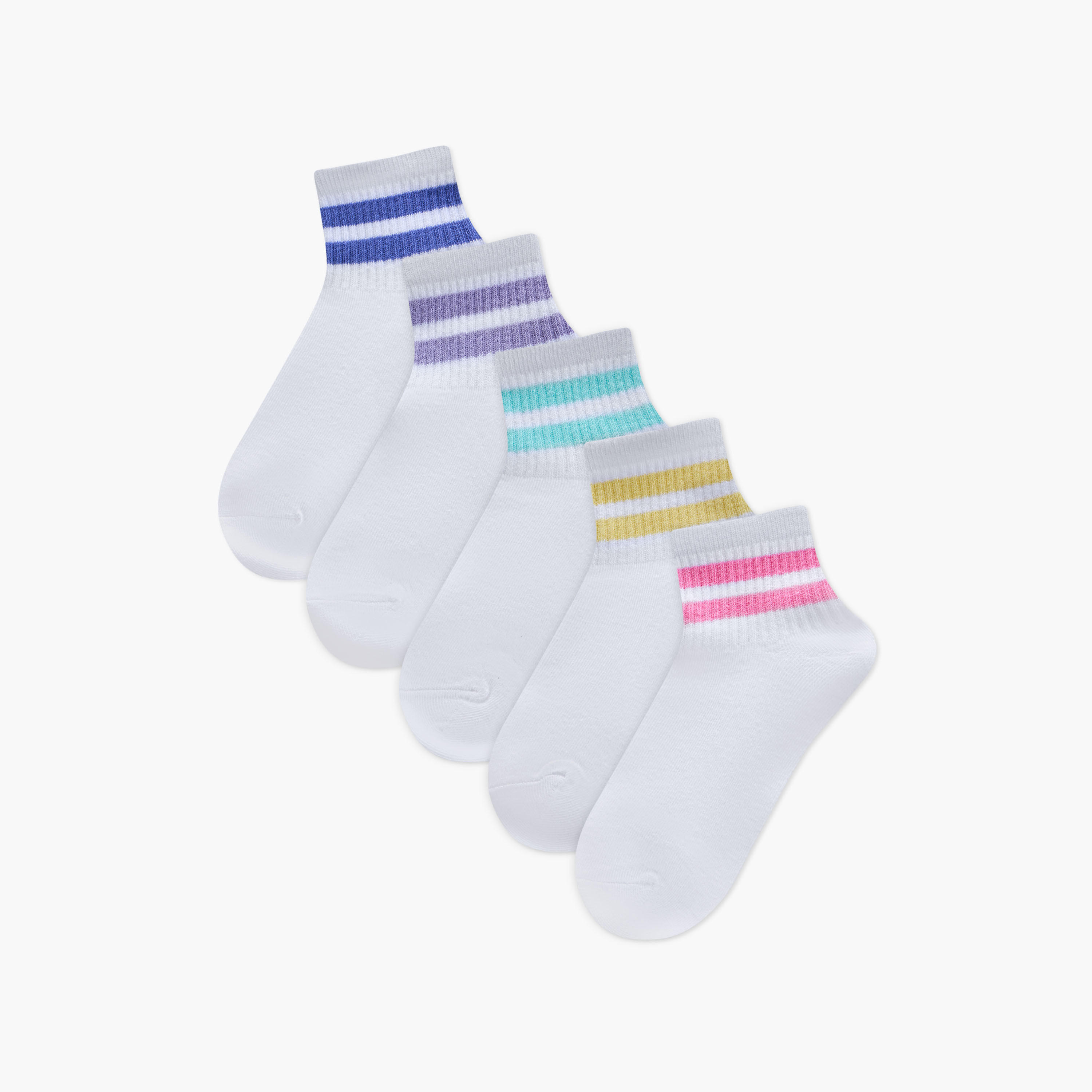 طقم جوارب مقلّمة 5 أزواج بطول متوسط وحماية من البكتيريا -women-socksandstockings-image-1