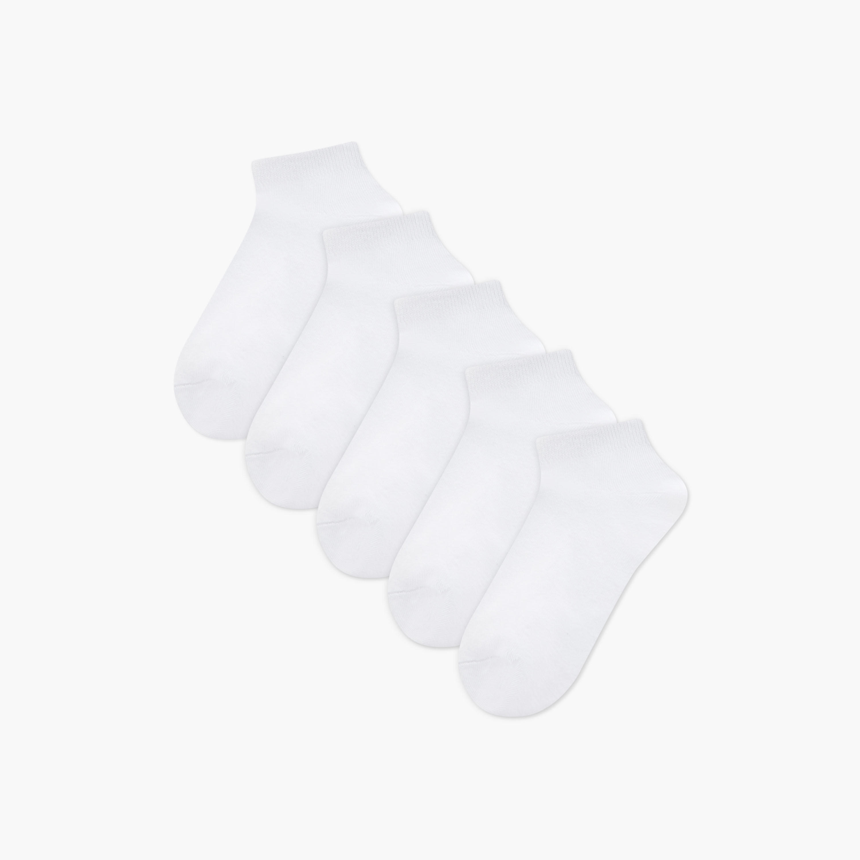 Set of 5 - Ribbed Ankle Length Socks with Antibacterial Protection-women-socksandstockings-image-1