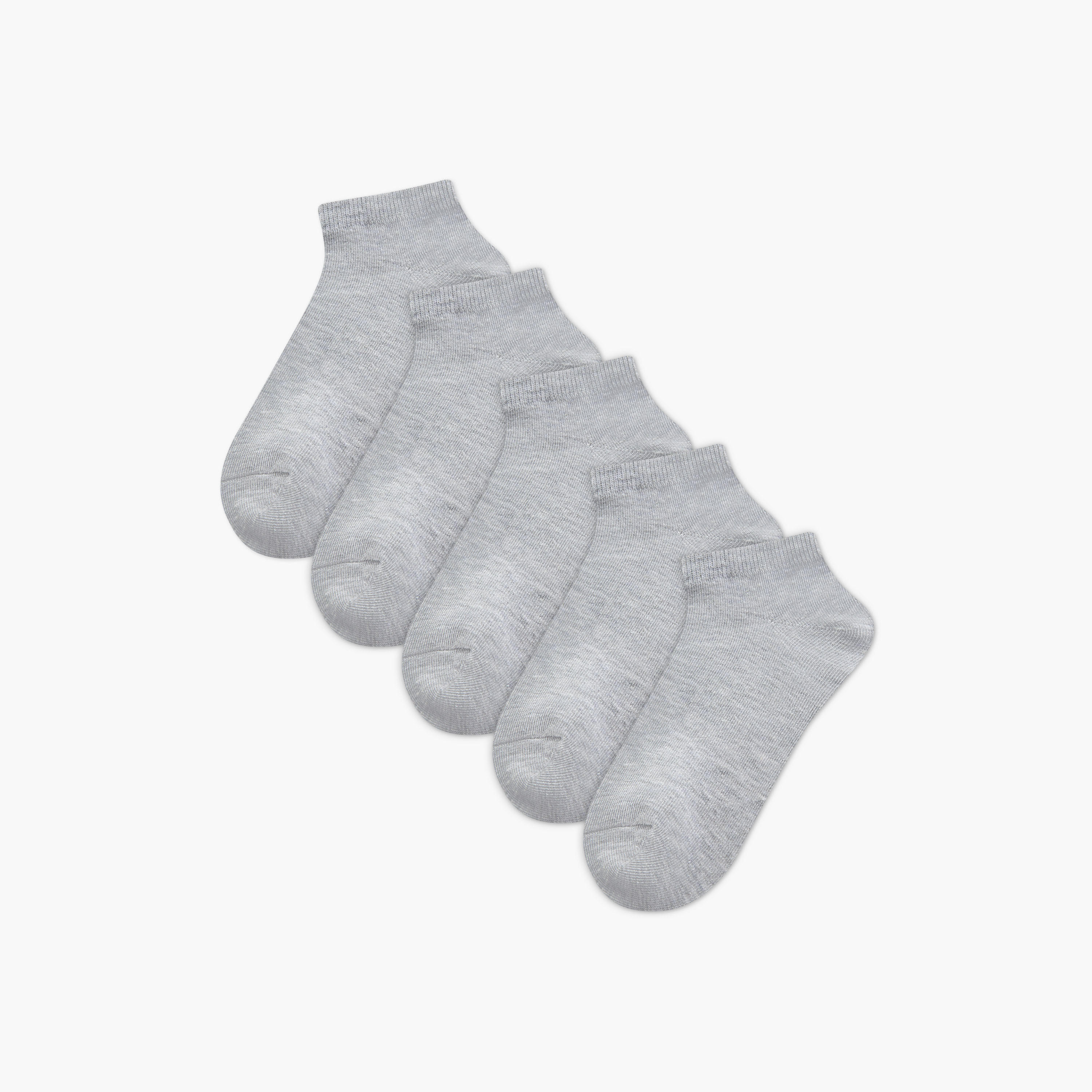 Set of 5 - Ribbed Ankle Length Socks with Antibacterial Protection-women-socksandstockings-image-1
