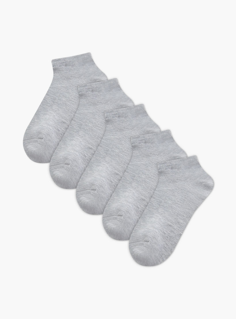 Set of 5 - Ribbed Ankle Length Socks with Antibacterial Protection-women-socksandstockings-image-1