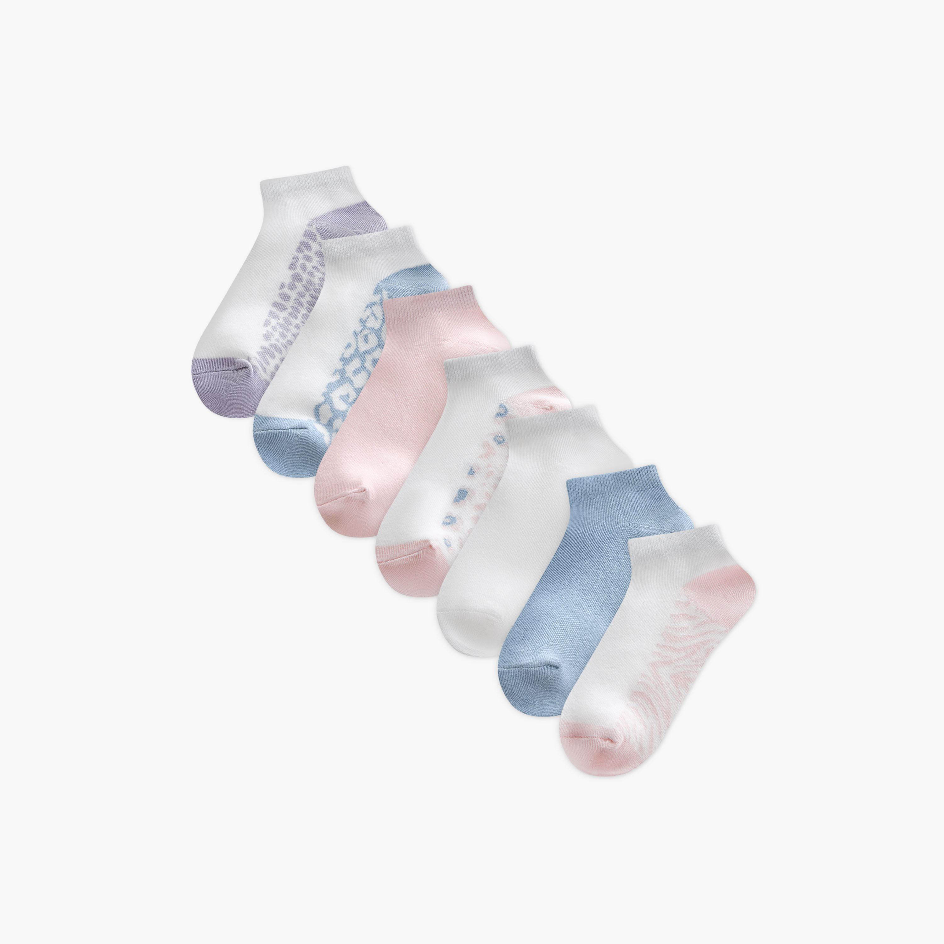 Set of 7 - Assorted Trainer Socks with Antibacterial Protection-women-socksandstockings-image-1